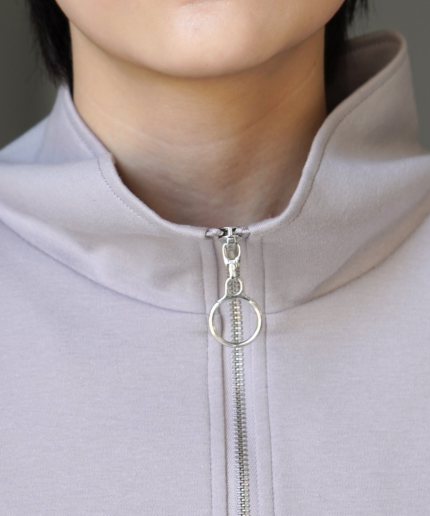 25SS ナチュラルドレープ とろみポンチ ルーズシルエット ドロスト サイドライン ハーフジップ半袖Tシャツ