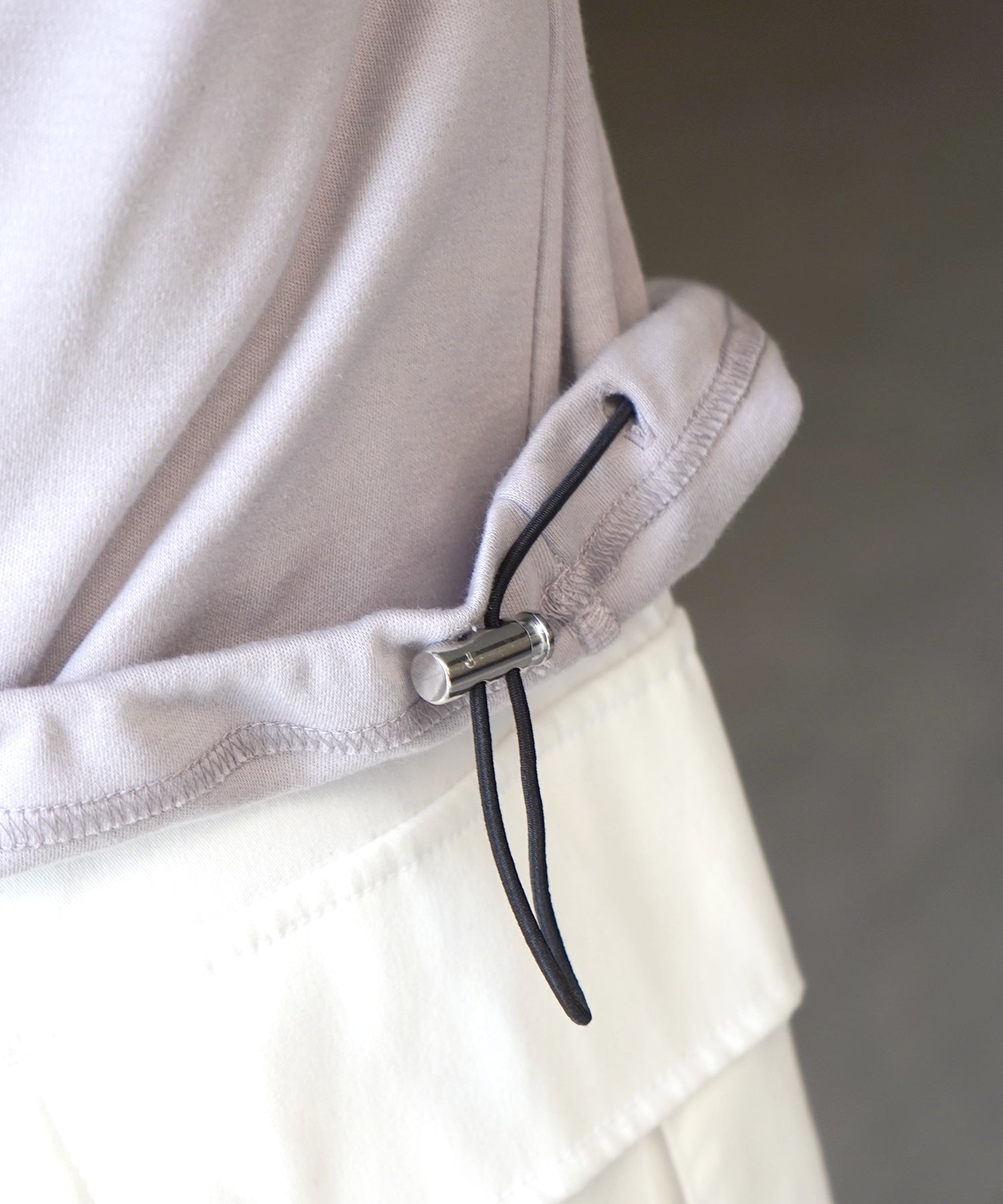 25SS ナチュラルドレープ とろみポンチ ルーズシルエット ドロスト サイドライン ハーフジップ半袖Tシャツ