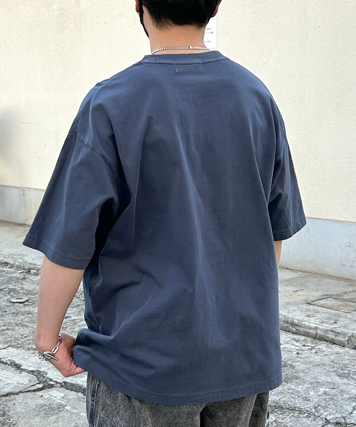 ヴィンテージライク ロックプリント レトロ ピグメント加工 ビッグシルエット半袖バンドTシャツ