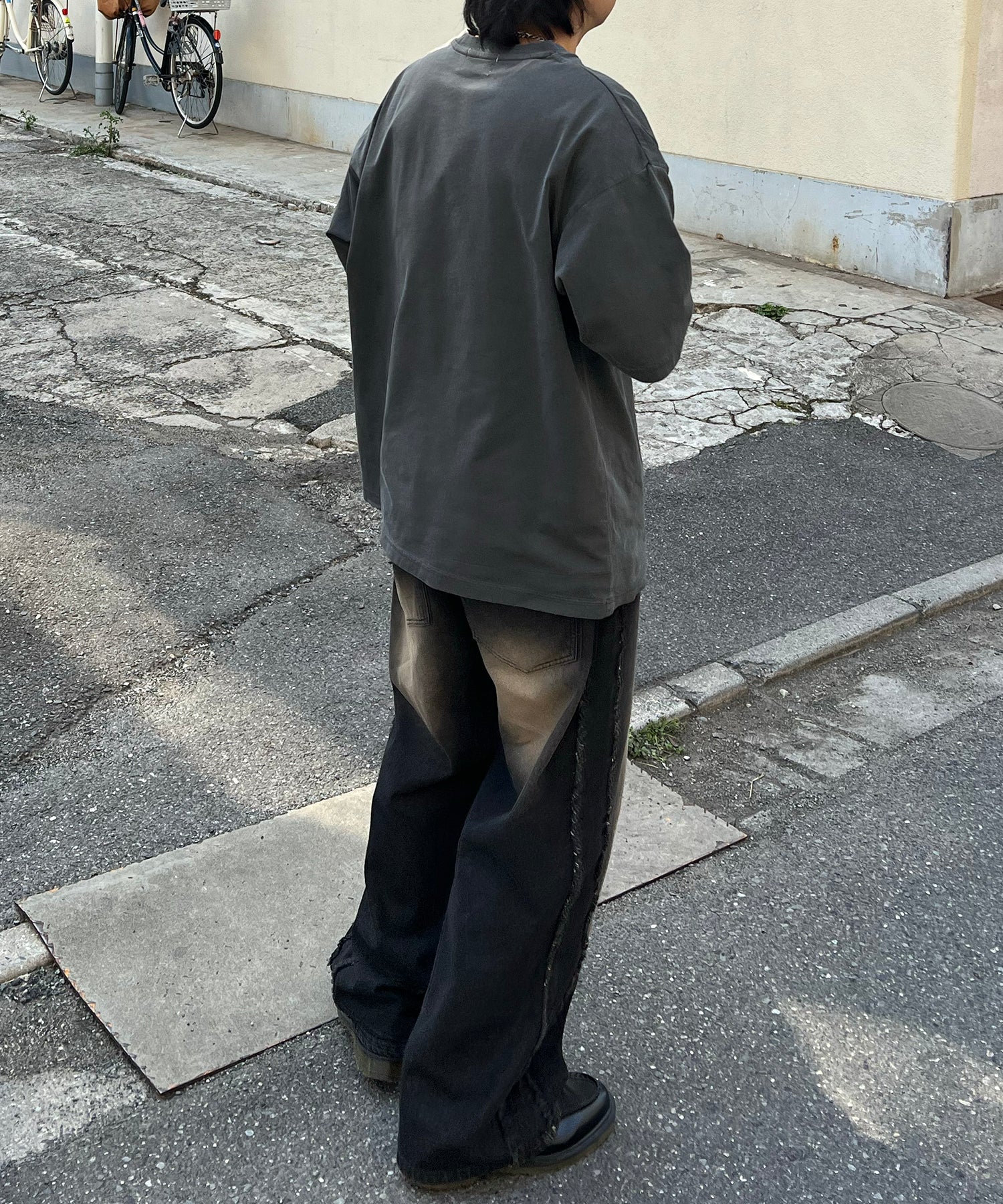 ヴィンテージライク ロックプリント レトロ ピグメント加工 ビッグシルエット半袖バンドTシャツ