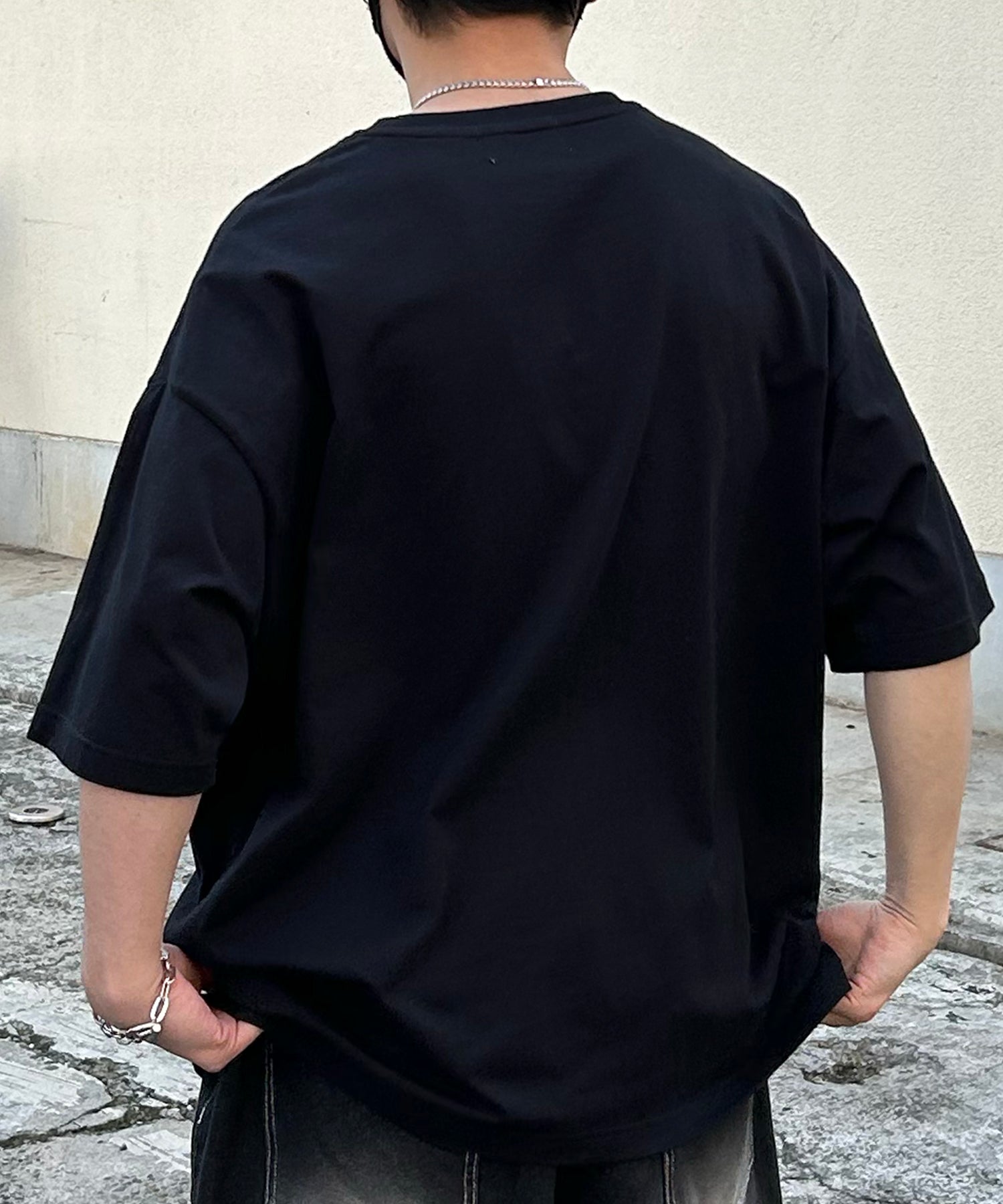 ヴィンテージライク ロックプリント レトロ ピグメント加工 ビッグシルエット半袖バンドTシャツ