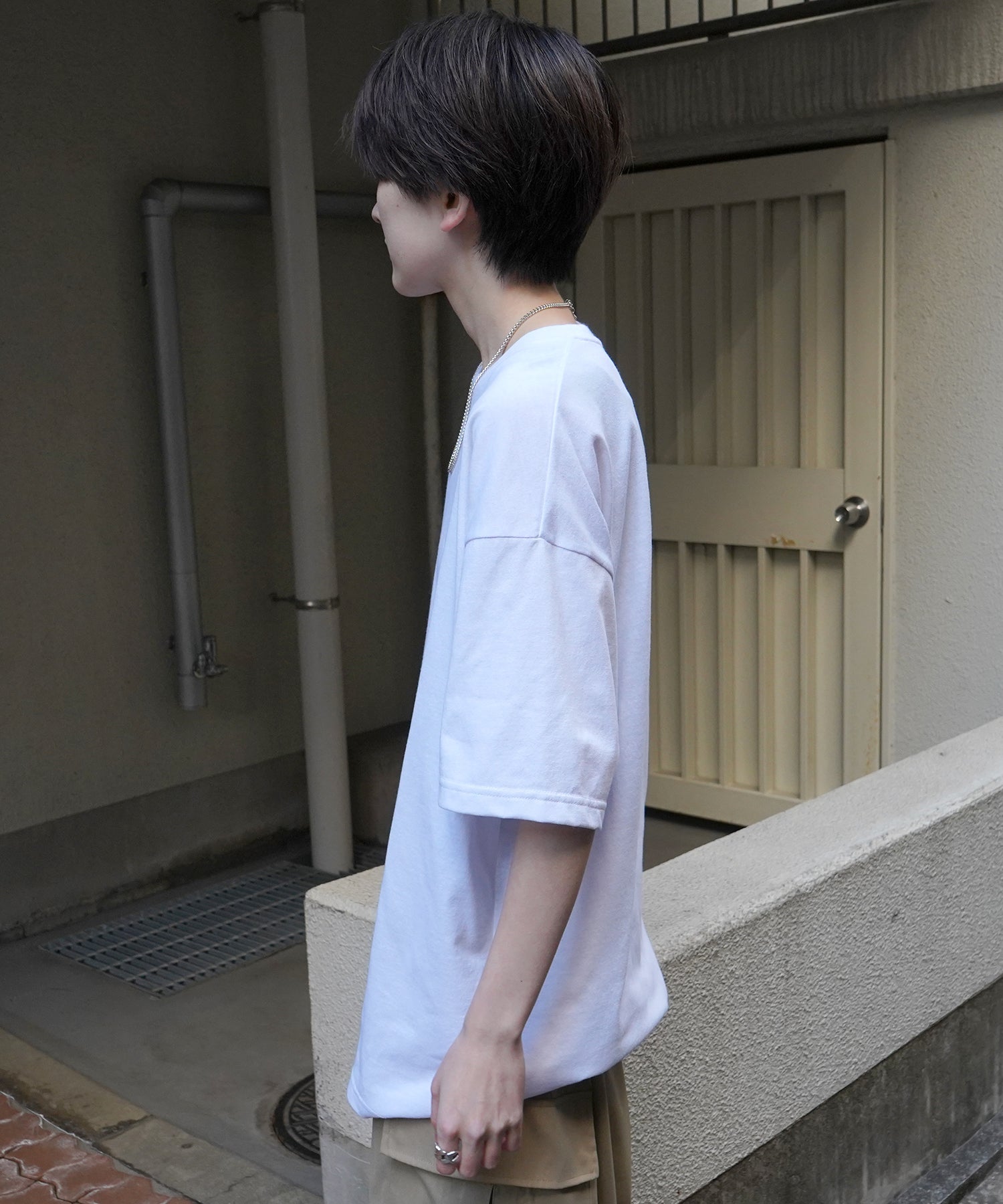 24SS 新柄 ヒゲオジサンB ワンポイント刺繍ロゴ ビッグシルエット半袖Tシャツ