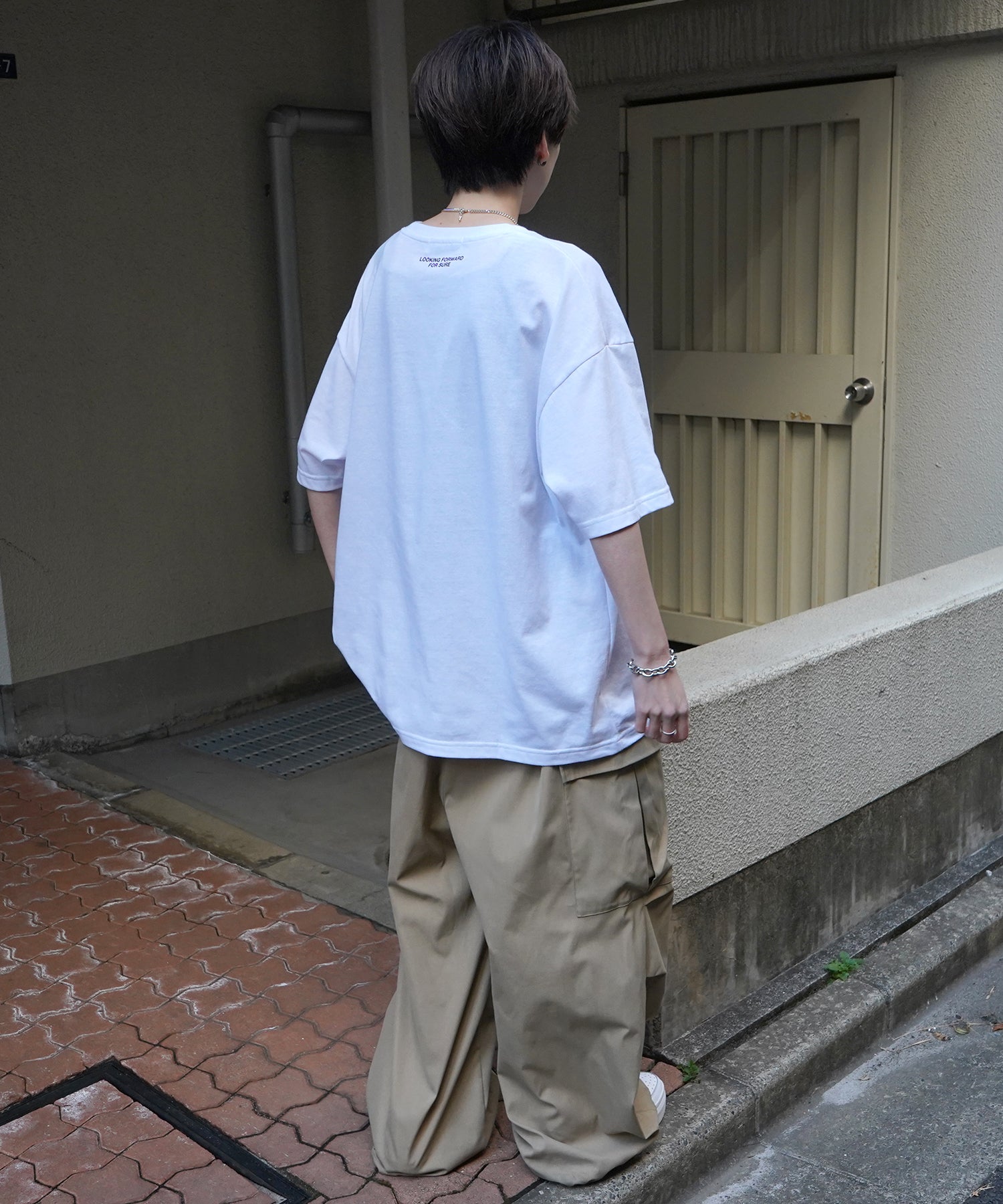 24SS 新柄 ヒゲオジサンB ワンポイント刺繍ロゴ ビッグシルエット半袖Tシャツ