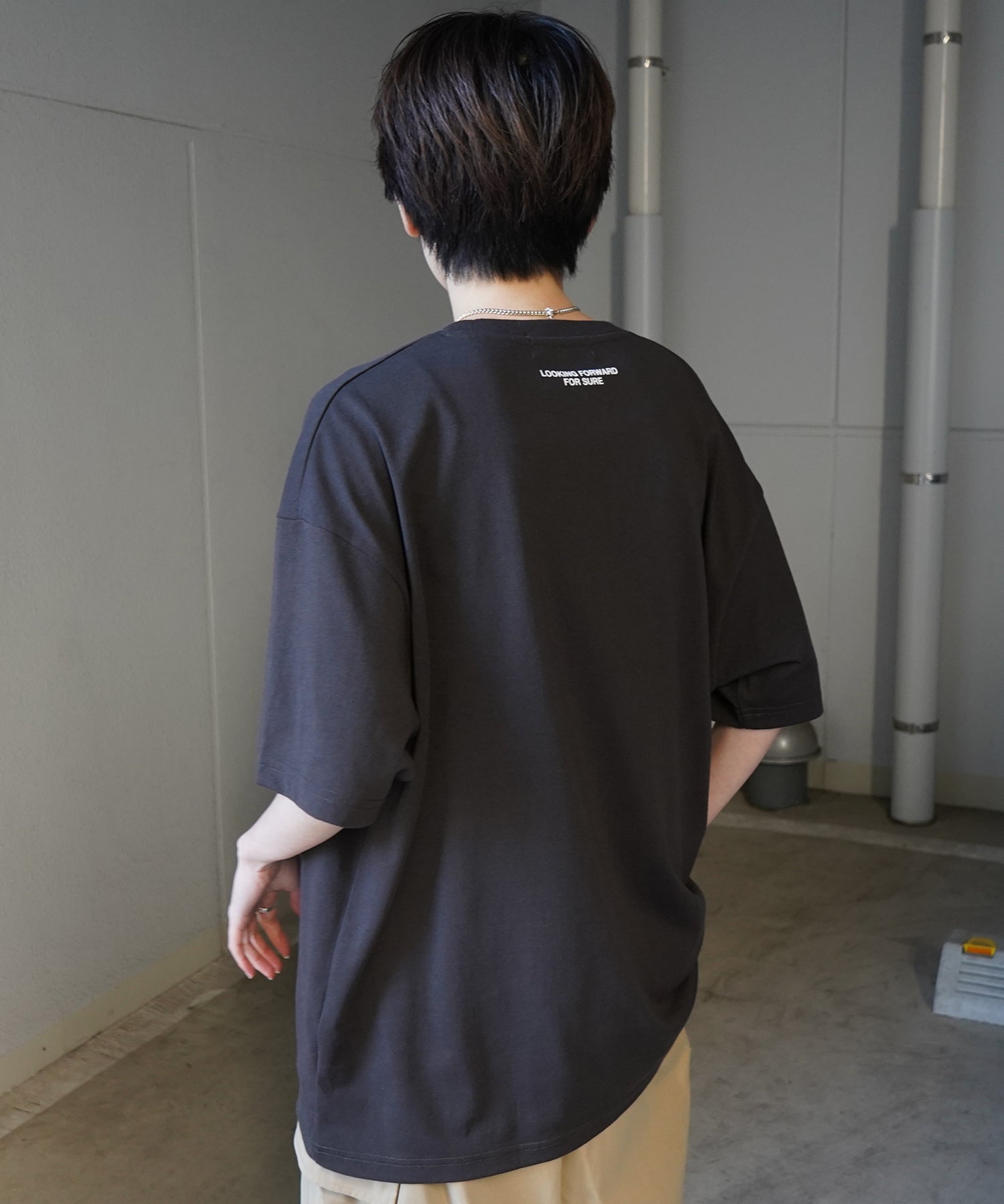 24SS 新柄 ヒゲオジサンB ワンポイント刺繍ロゴ ビッグシルエット半袖Tシャツ