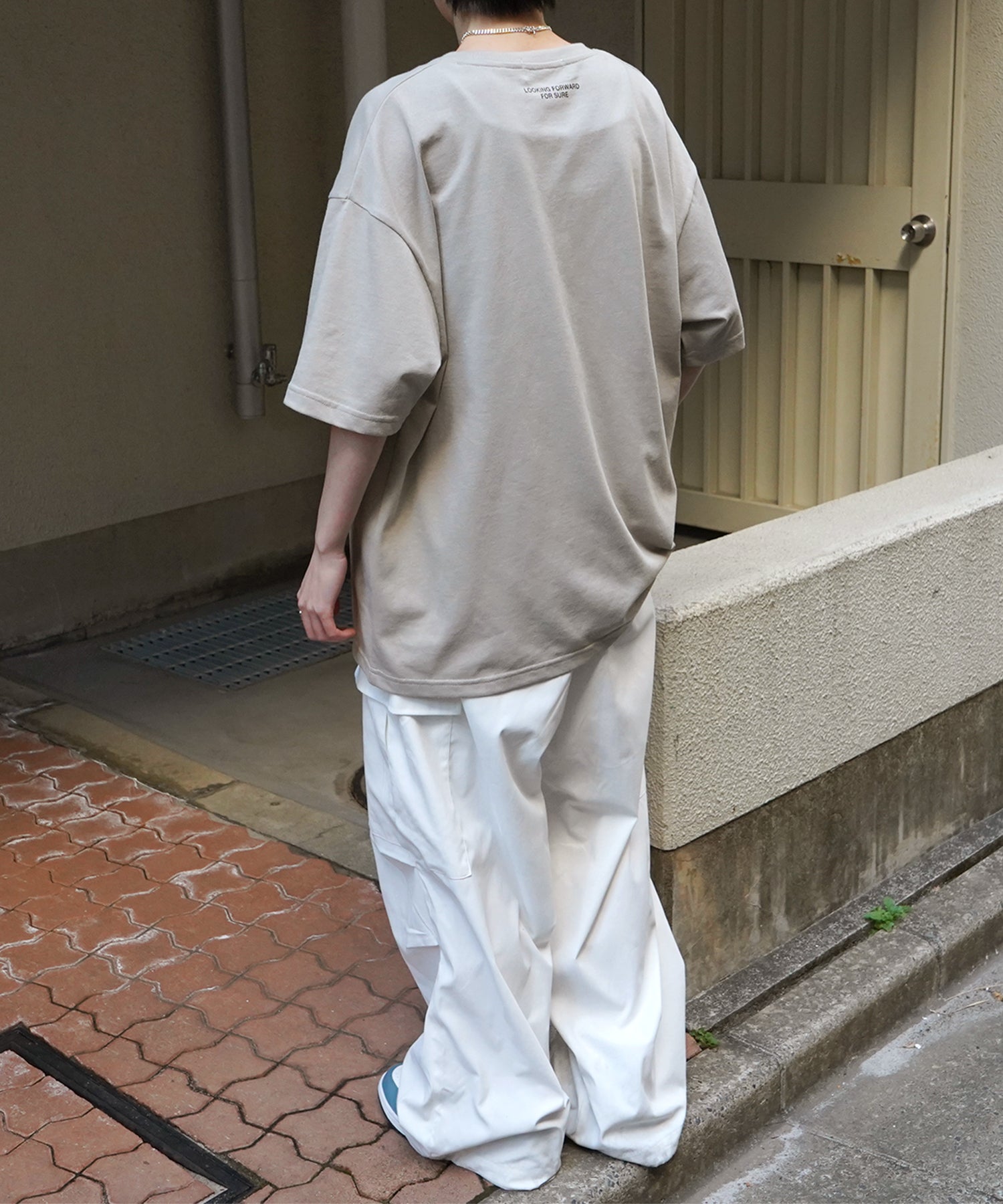 24SS 新柄 ヒゲオジサンB ワンポイント刺繍ロゴ ビッグシルエット半袖Tシャツ