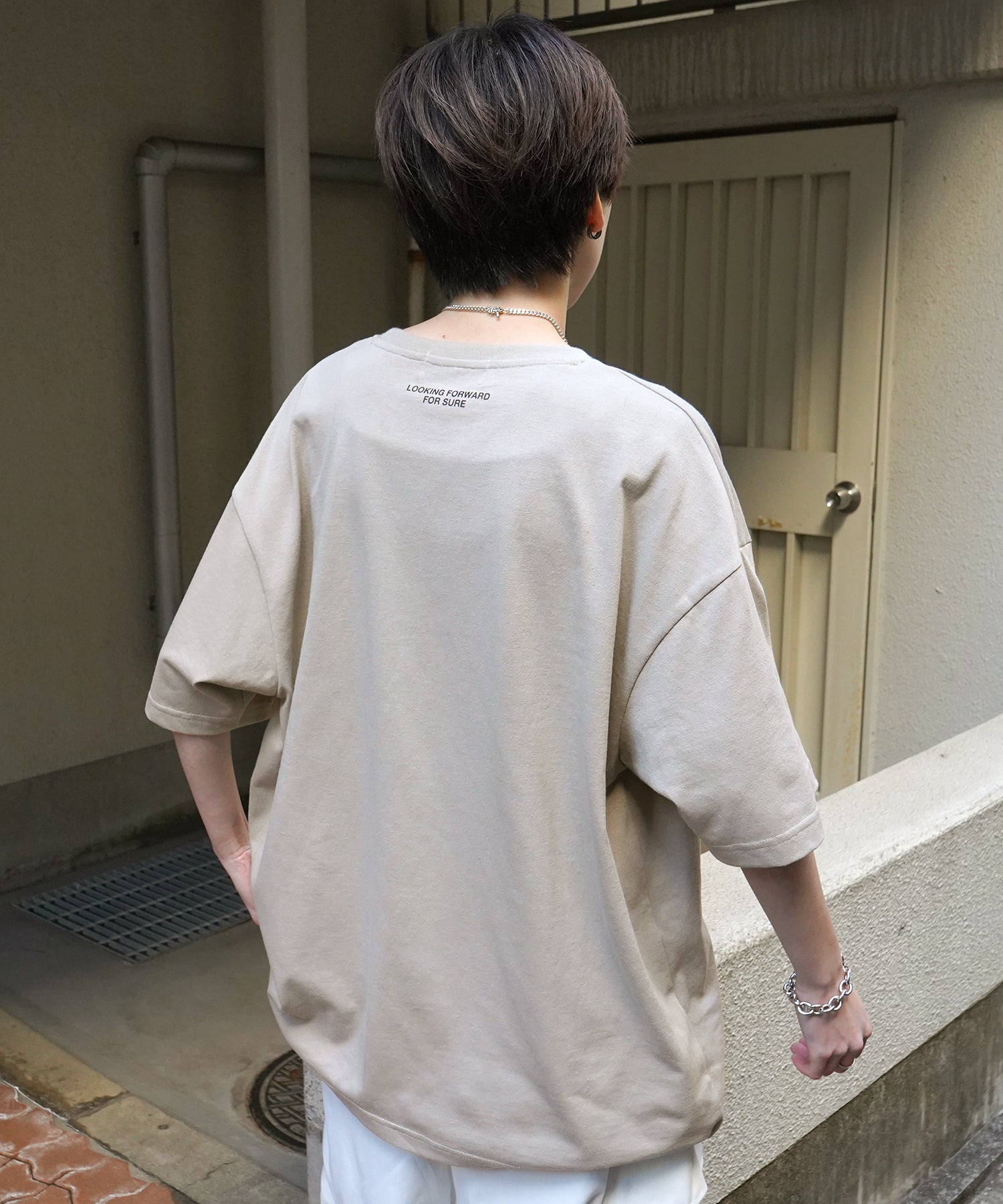 24SS 新柄 ヒゲオジサンB ワンポイント刺繍ロゴ ビッグシルエット半袖Tシャツ