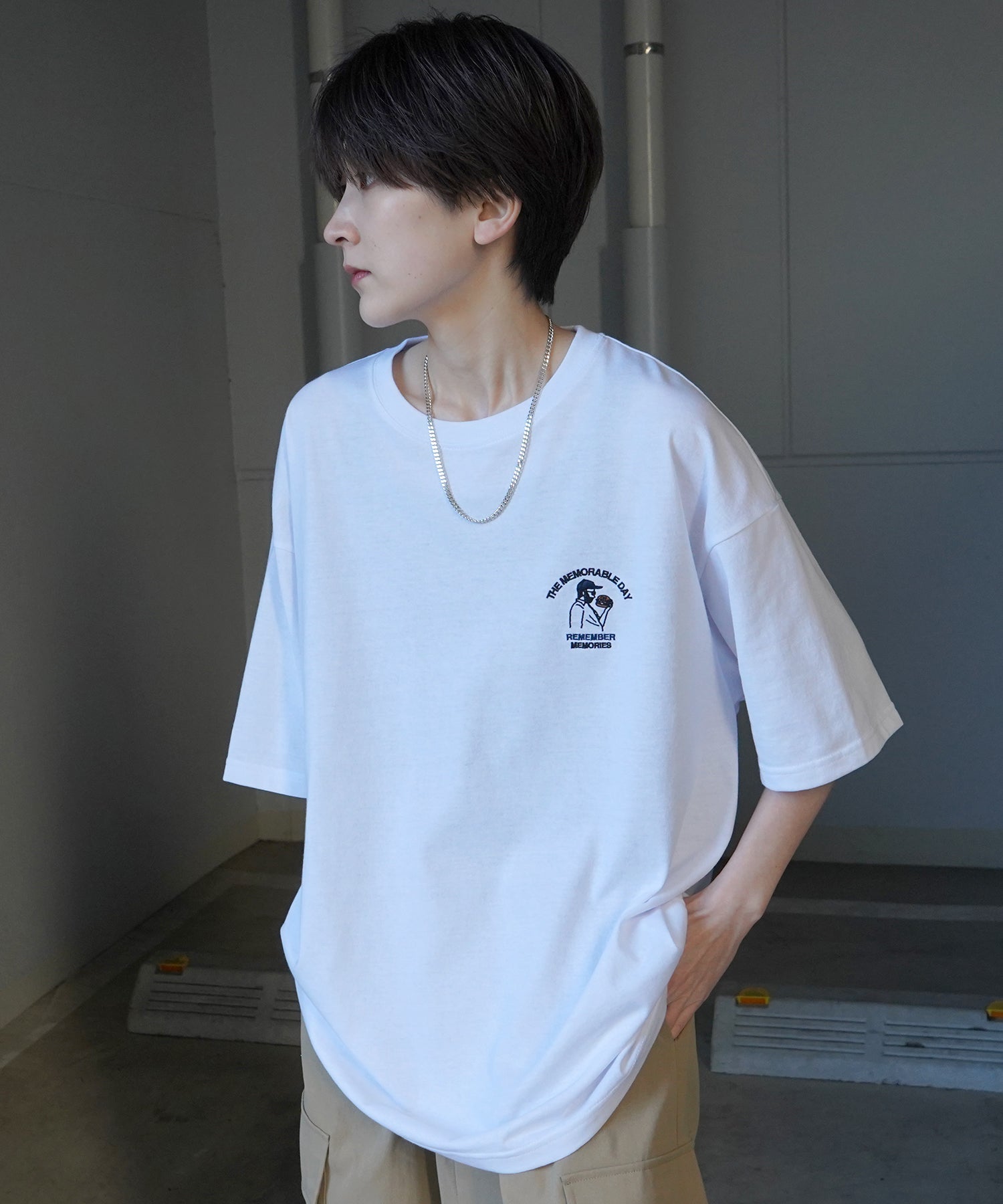 24SS 新柄 ヒゲオジサンC ワンポイント刺繍ロゴ ビッグシルエット半袖Tシャツ