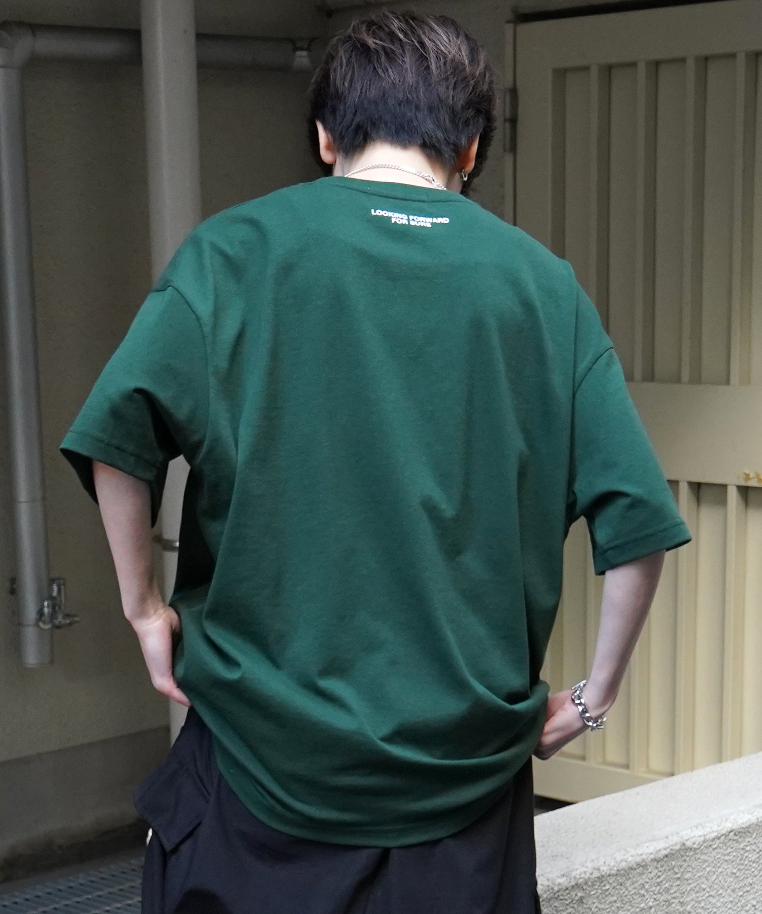 24SS 新柄 ヒゲオジサンC ワンポイント刺繍ロゴ ビッグシルエット半袖Tシャツ
