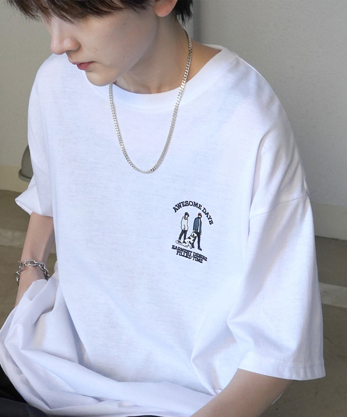 ウォーキングC ワンポイント刺繍ロゴ ビッグシルエット半袖Tシャツ