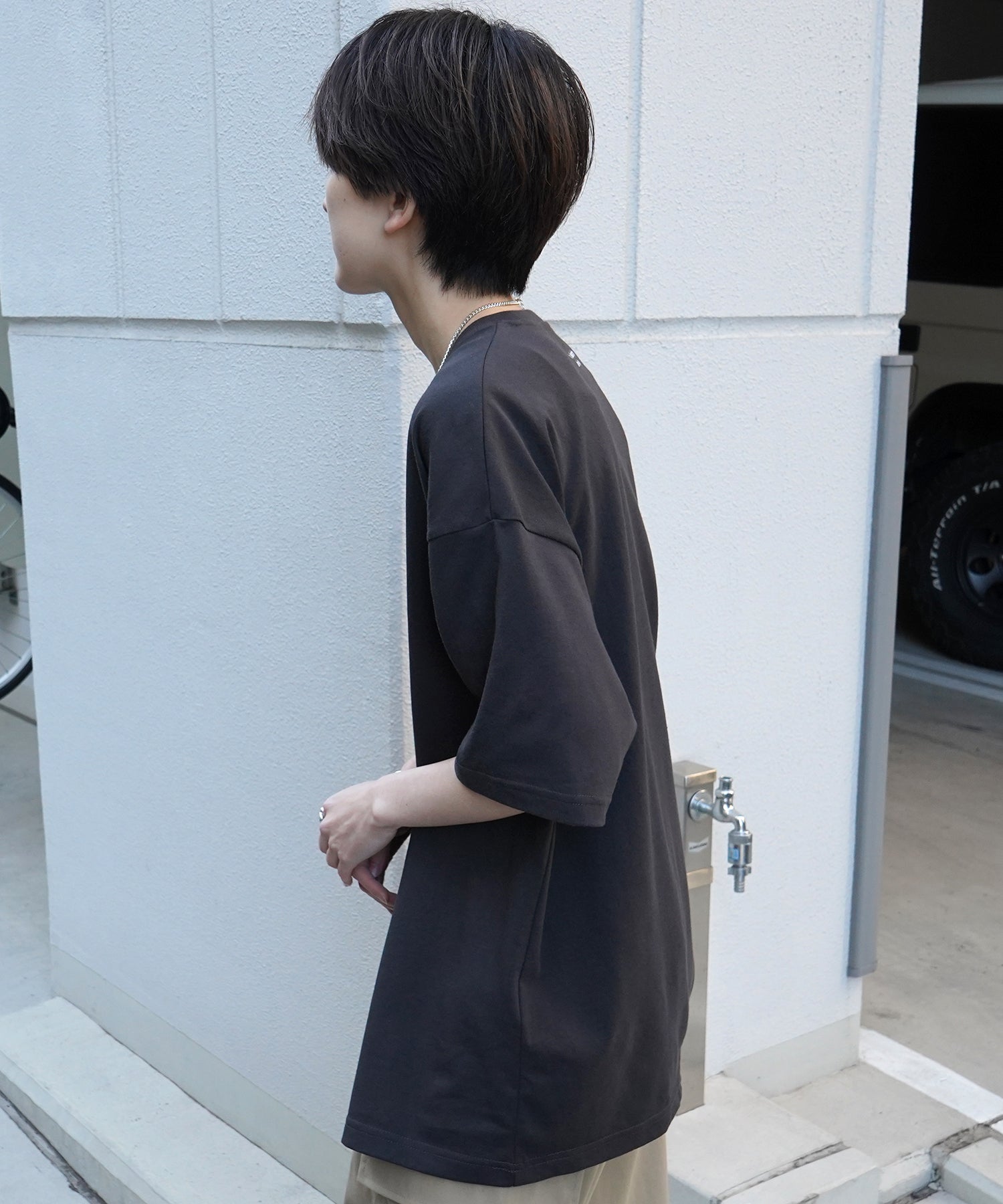 24SS 新柄 ウォーキングC ワンポイント刺繍ロゴ ビッグシルエット半袖Tシャツ
