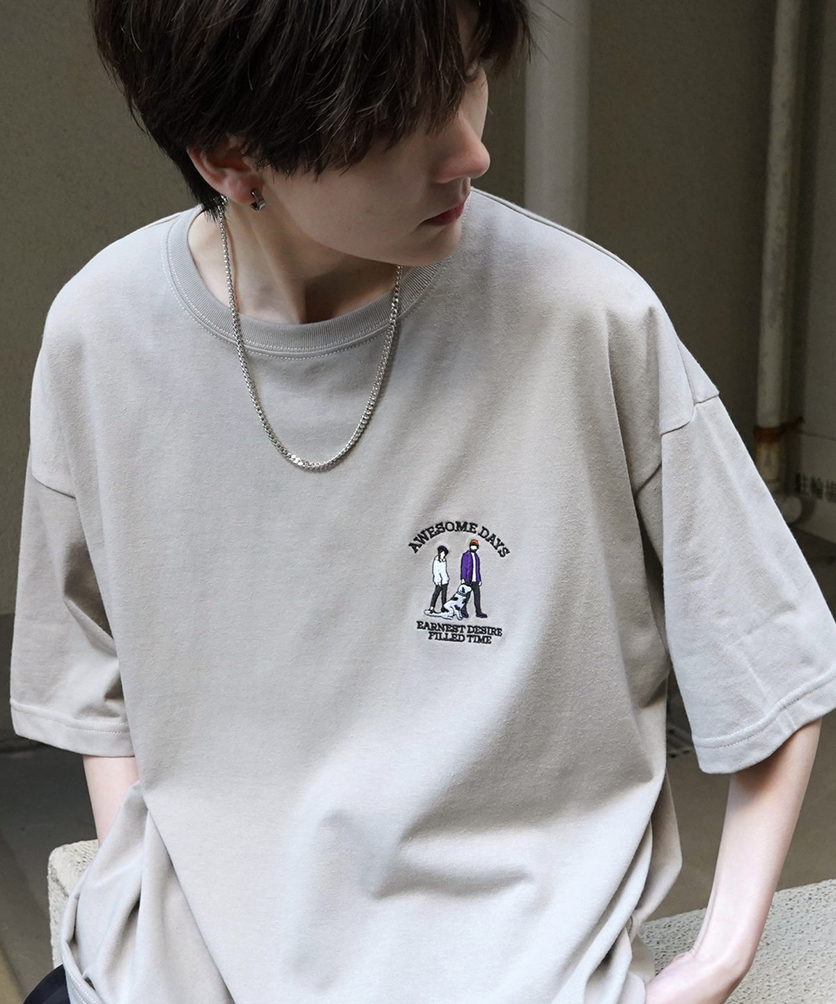 ウォーキングC ワンポイント刺繍ロゴ ビッグシルエット半袖Tシャツ