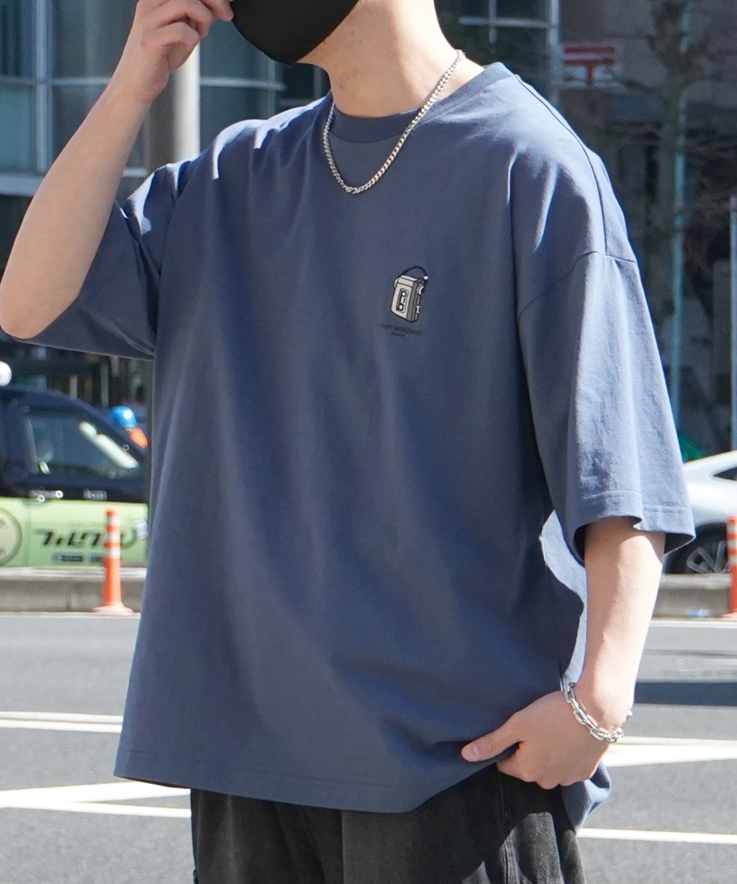 24SS 新柄 バイシクルガール イラストバックプリント / ワンポイント刺繍 ビッグシルエット半袖Tシャツ