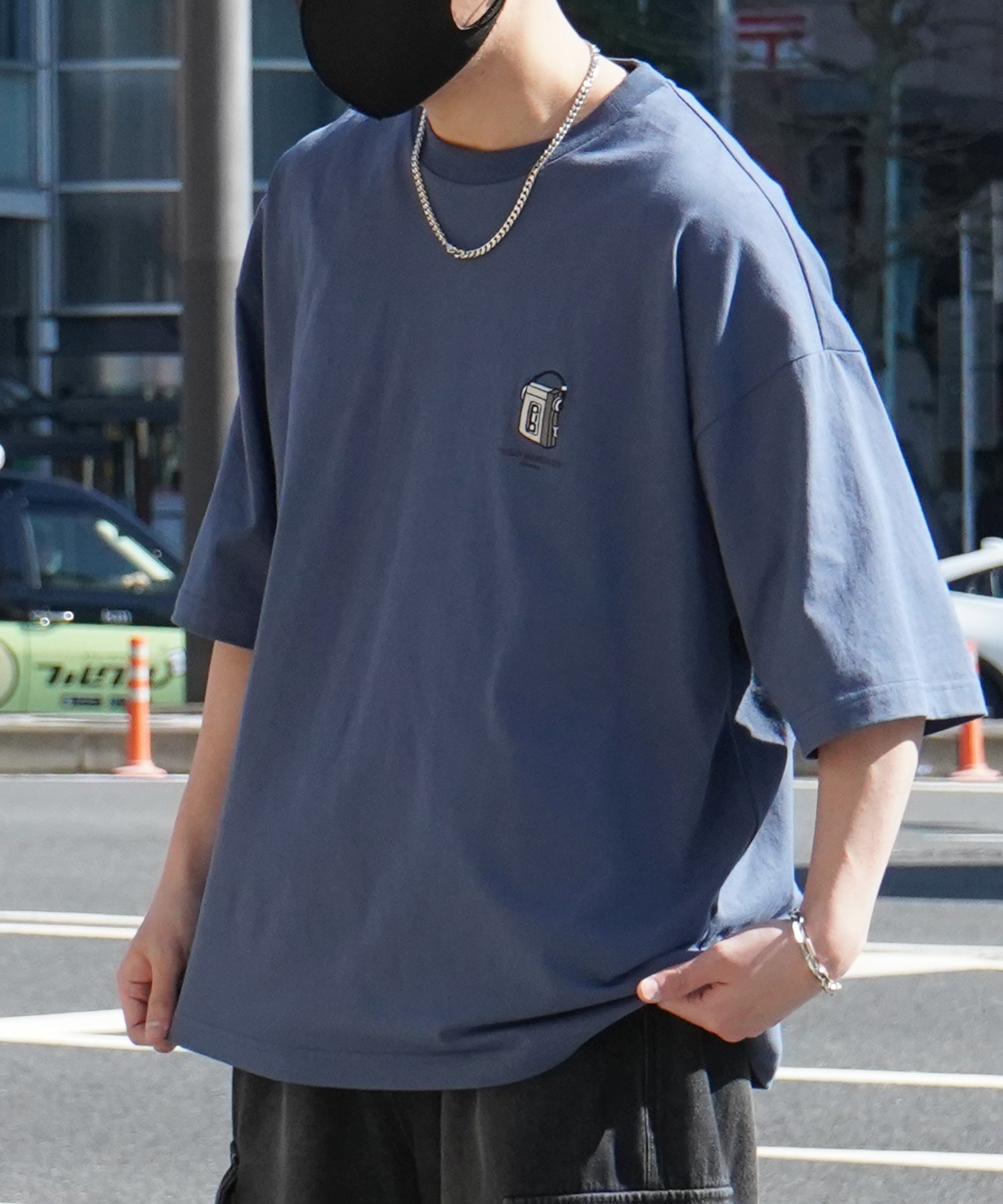 24SS 新柄 バイシクルガール イラストバックプリント / ワンポイント刺繍 ビッグシルエット半袖Tシャツ