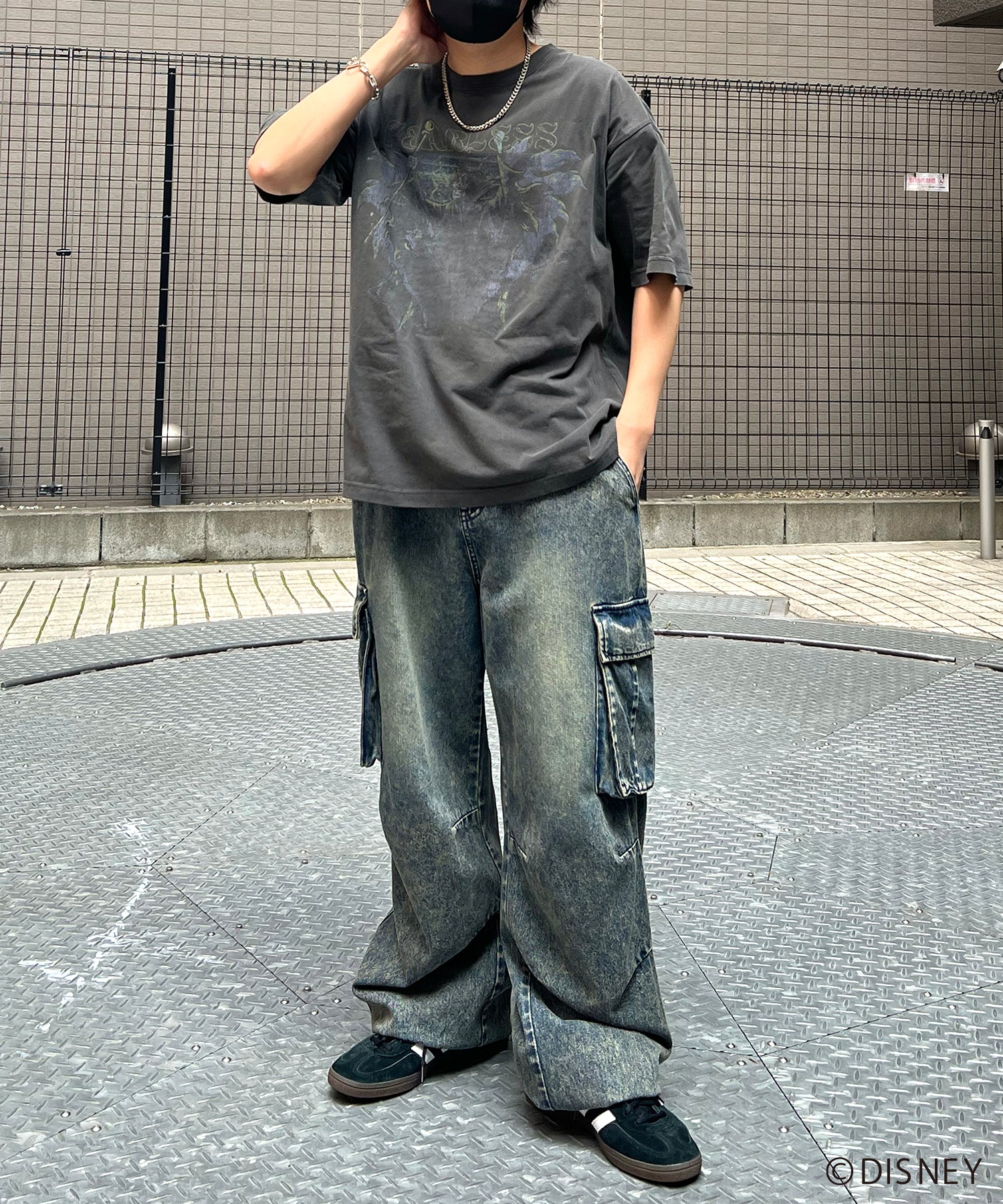 【Disney Villains / ディズニーヴィランズ】MALEFICENT / マレフィセント ヴィンテージライク ピグメント加工 ビッグシルエット 半袖プリントTシャツ