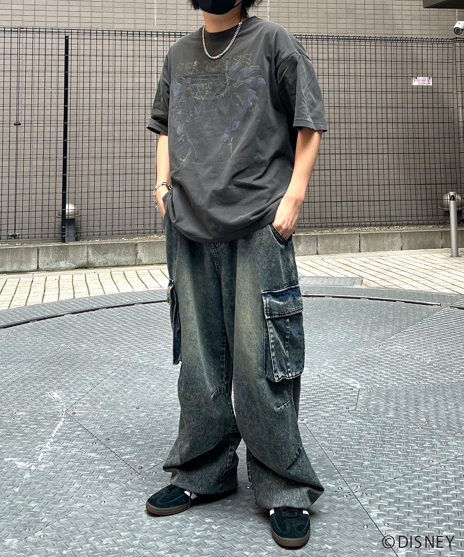 【Disney Villains / ディズニーヴィランズ】MALEFICENT / マレフィセント ヴィンテージライク ピグメント加工 ビッグシルエット 半袖プリントTシャツ