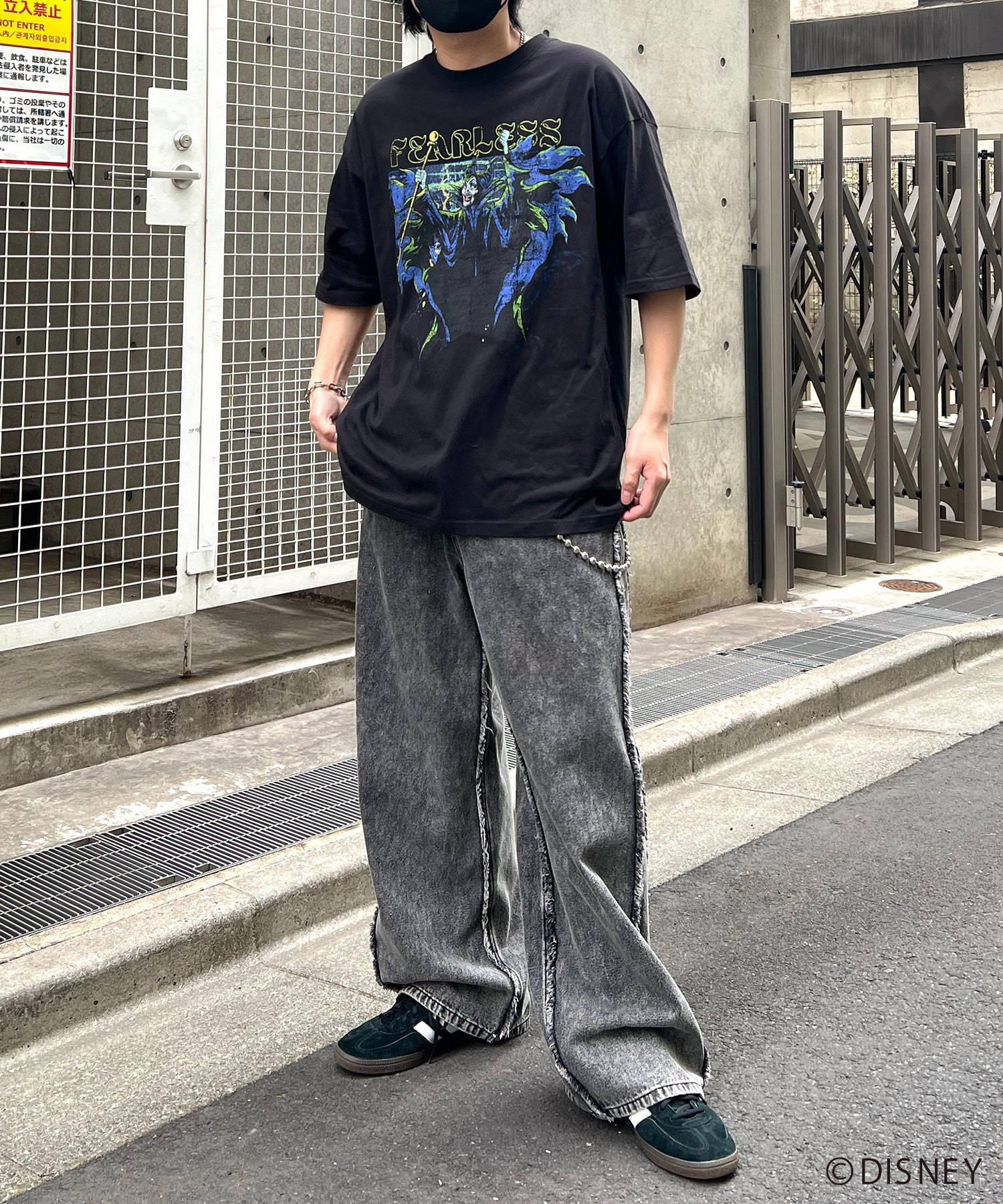 【Disney Villains / ディズニーヴィランズ】MALEFICENT / マレフィセント ヴィンテージライク ピグメント加工 ビッグシルエット 半袖プリントTシャツ