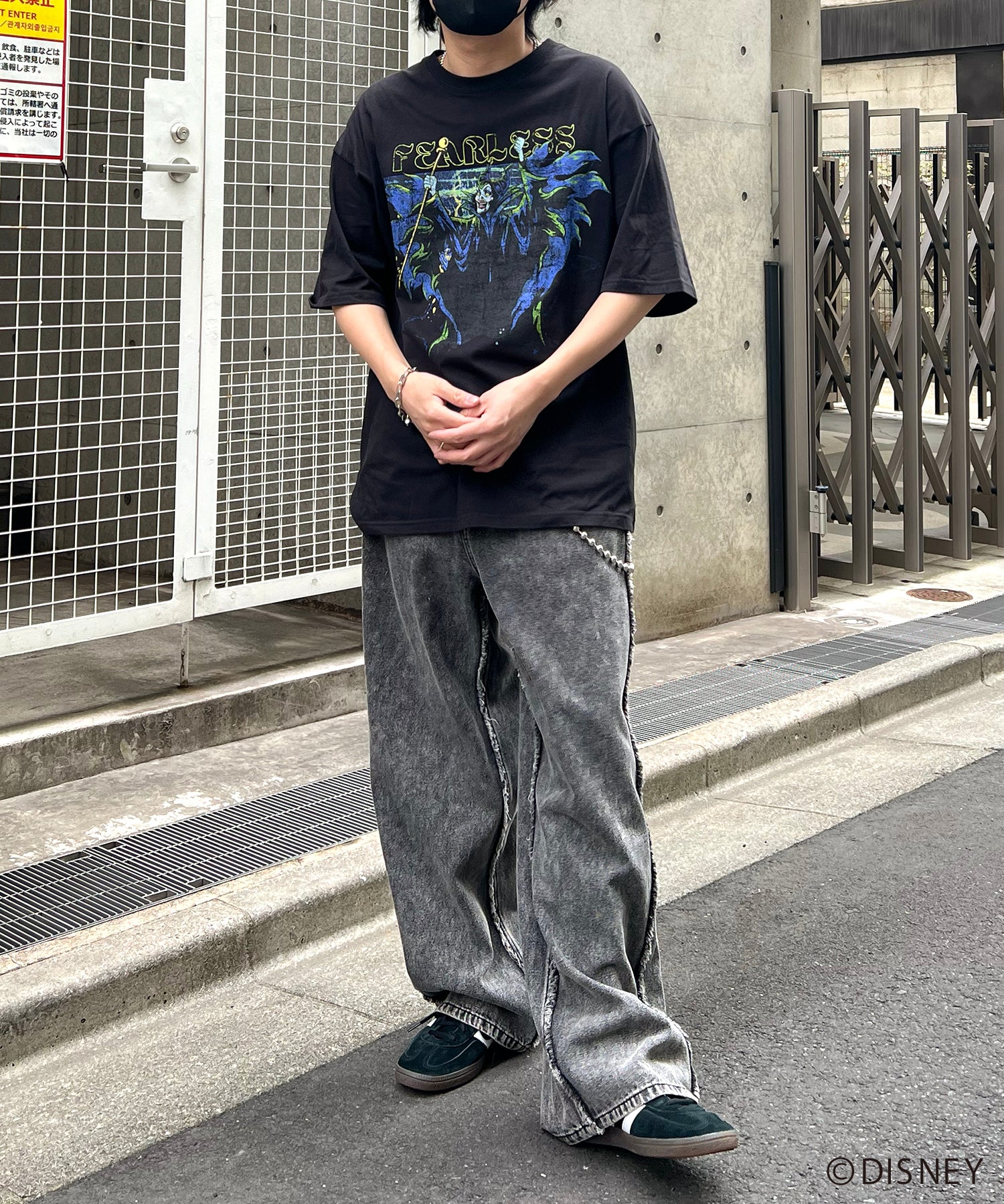 【Disney Villains / ディズニーヴィランズ】MALEFICENT / マレフィセント ヴィンテージライク ピグメント加工 ビッグシルエット 半袖プリントTシャツ