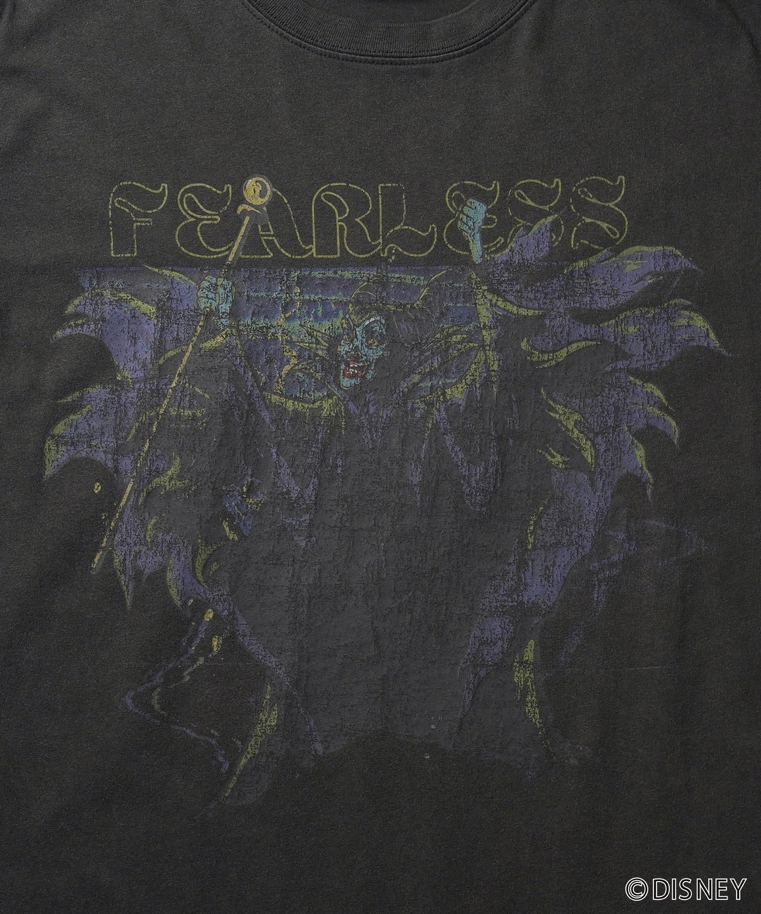 【Disney Villains / ディズニーヴィランズ】MALEFICENT / マレフィセント ヴィンテージライク ピグメント加工 ビッグシルエット 半袖プリントTシャツ