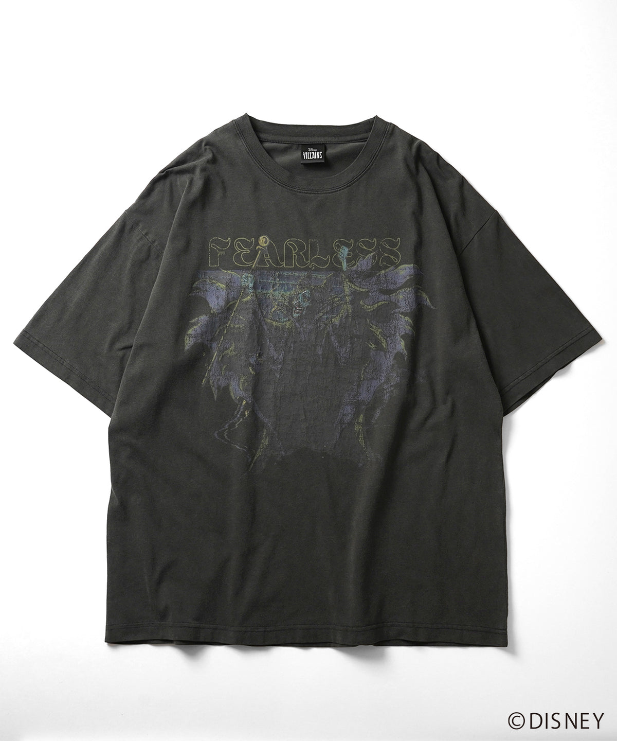 【Disney Villains / ディズニーヴィランズ】MALEFICENT / マレフィセント ヴィンテージライク ピグメント加工 ビッグシルエット 半袖プリントTシャツ