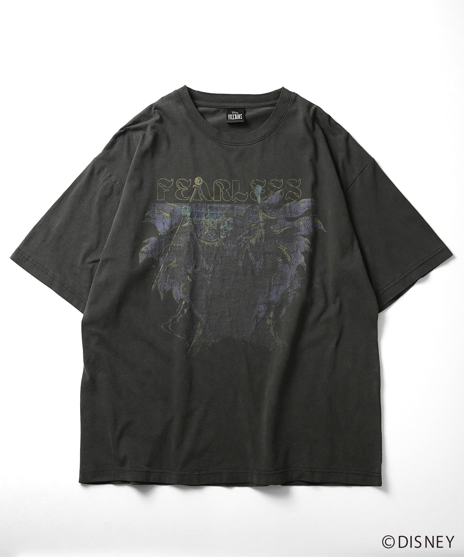 【Disney Villains / ディズニーヴィランズ】MALEFICENT / マレフィセント ヴィンテージライク ピグメント加工 ビッグシルエット 半袖プリントTシャツ