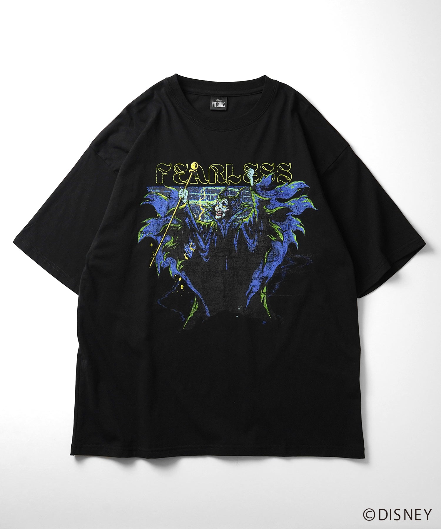 【Disney Villains / ディズニーヴィランズ】MALEFICENT / マレフィセント ヴィンテージライク ピグメント加工 ビッグシルエット 半袖プリントTシャツ