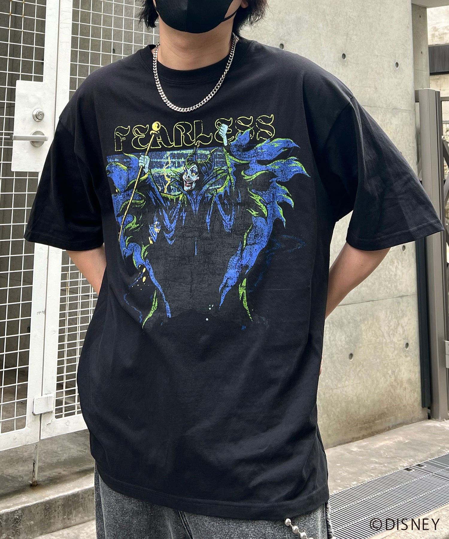 【Disney Villains / ディズニーヴィランズ】MALEFICENT / マレフィセント ヴィンテージライク ピグメント加工 ビッグシルエット 半袖プリントTシャツ