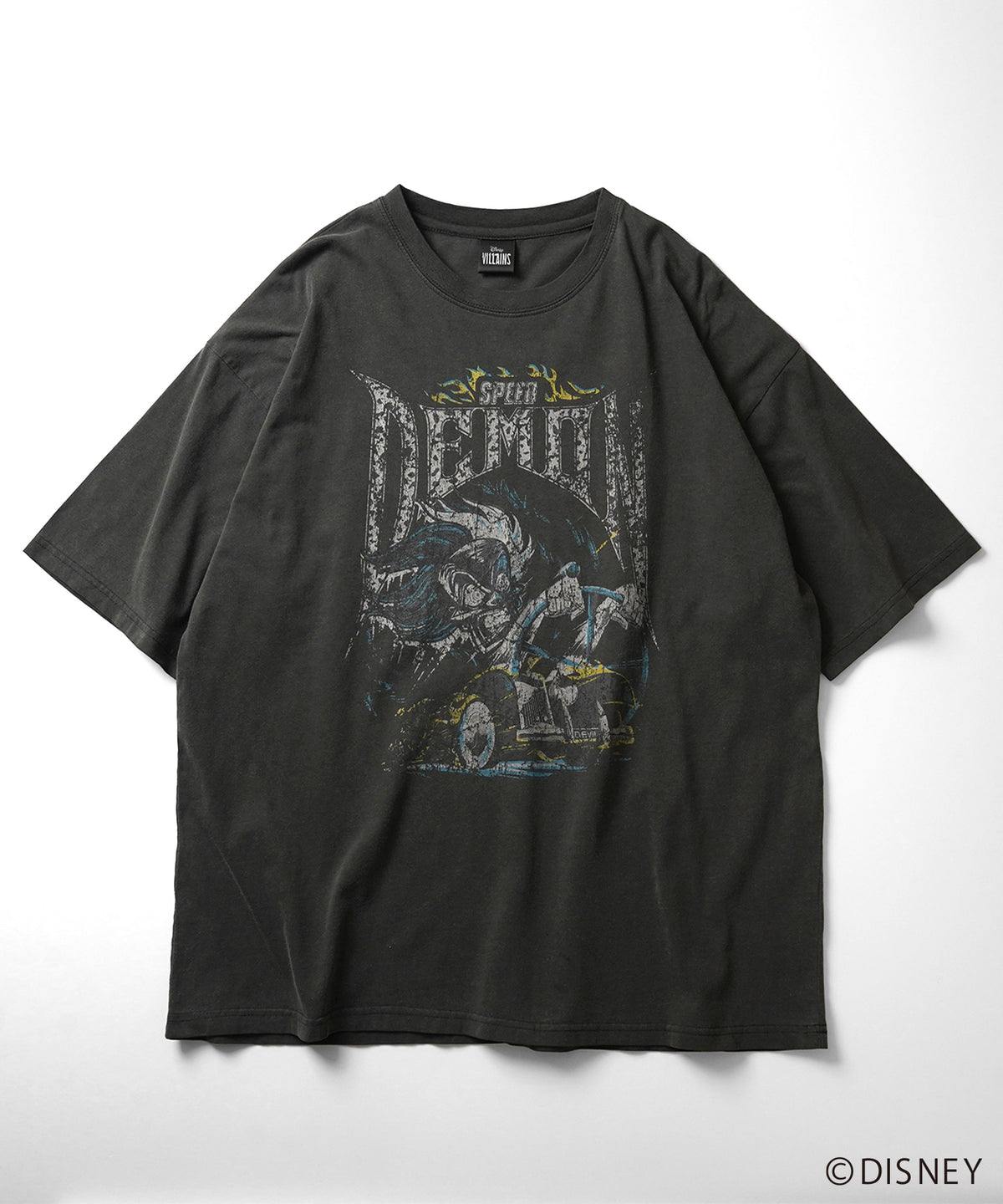 【Disney Villains / ディズニーヴィランズ】CRUELLA / クルエラ ヴィンテージライク ピグメント加工 ビッグシルエット 半袖プリントTシャツ