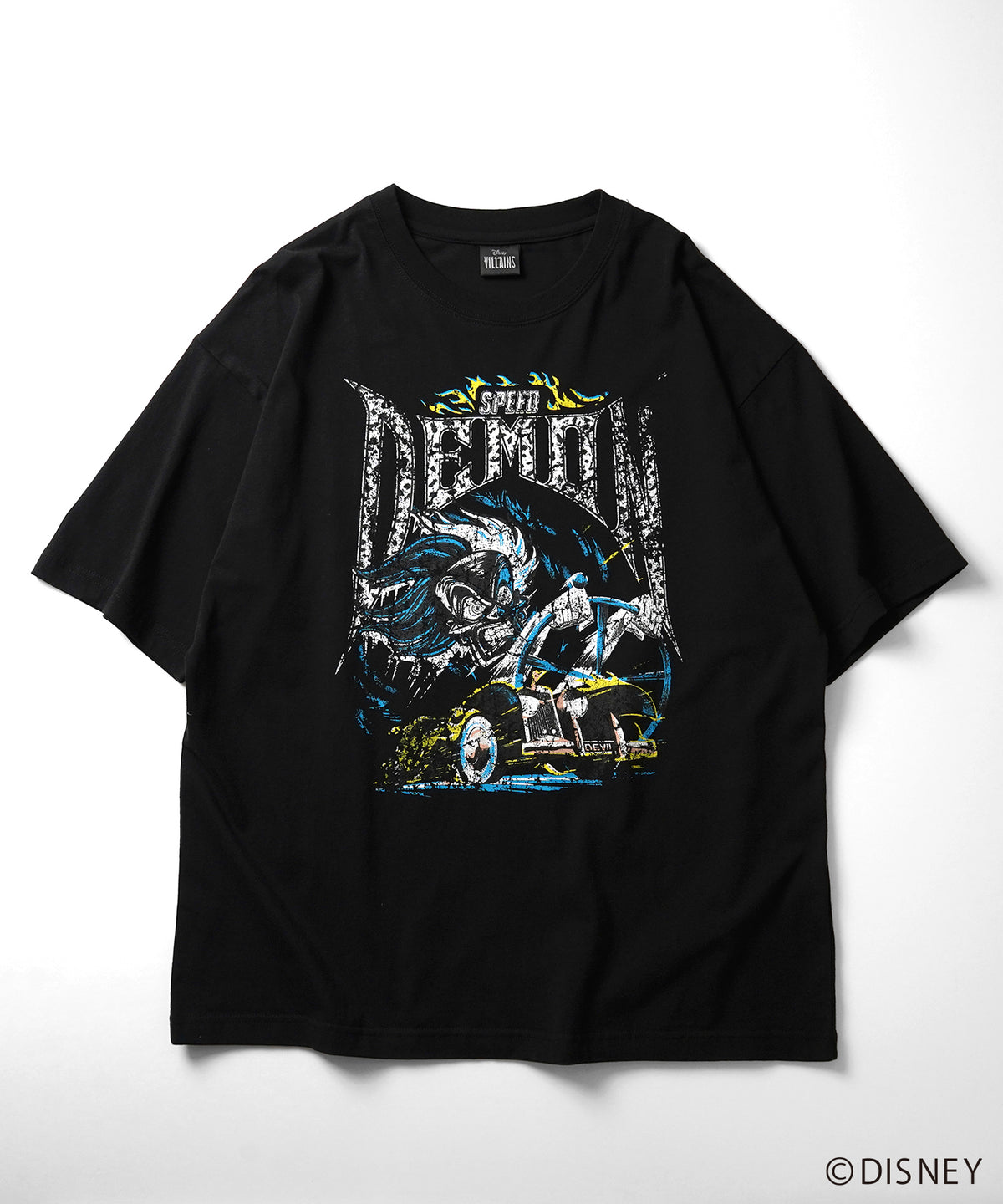 【Disney Villains / ディズニーヴィランズ】CRUELLA / クルエラ ヴィンテージライク ピグメント加工 ビッグシルエット 半袖プリントTシャツ