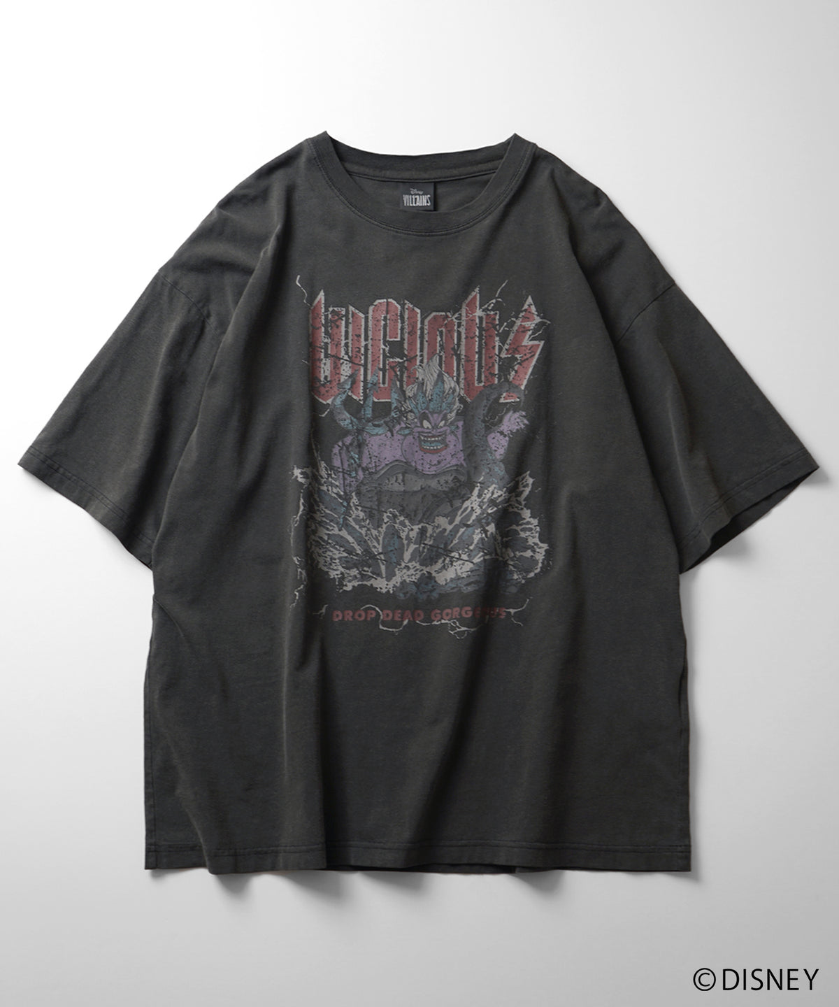 【Disney Villains / ディズニーヴィランズ】URSULA / アースラ ヴィンテージライク ピグメント加工 ビッグシルエット 半袖プリントTシャツ