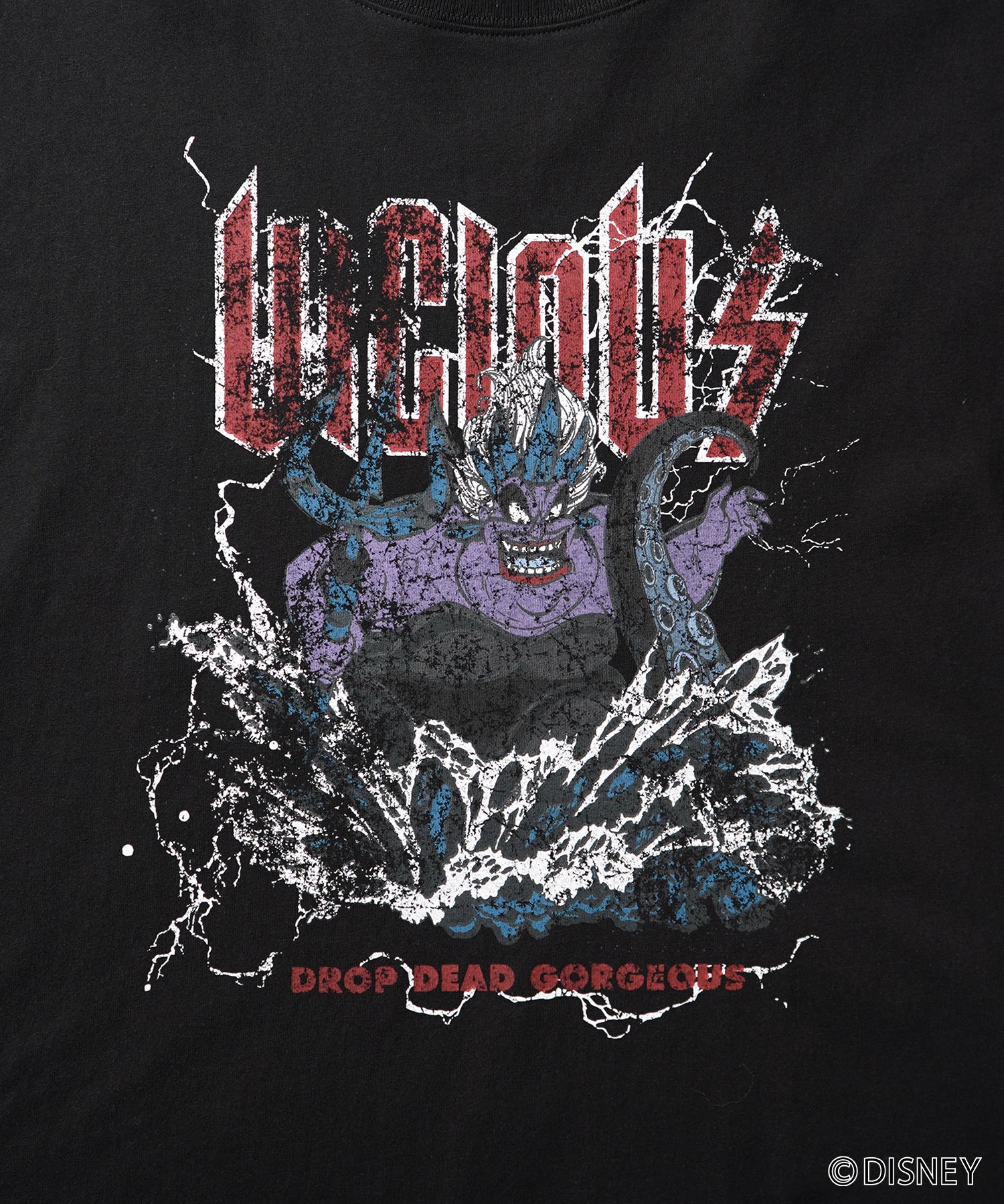 【Disney Villains / ディズニーヴィランズ】URSULA / アースラ ヴィンテージライク ピグメント加工 ビッグシルエット 半袖プリントTシャツ