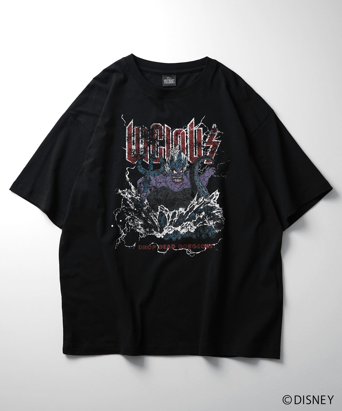 【Disney Villains / ディズニーヴィランズ】URSULA / アースラ ヴィンテージライク ピグメント加工 ビッグシルエット 半袖プリントTシャツ