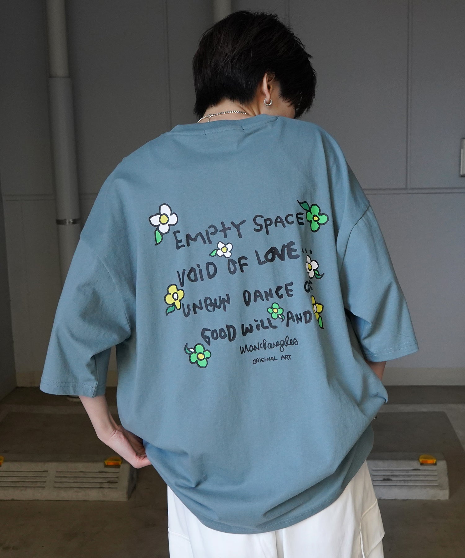 【MARK GONZALES ARTWORK COLLECTION / マーク ゴンザレス】フロント / バックプリント ワンポイント刺繍 モチーフ ビッグシルエットTシャツ