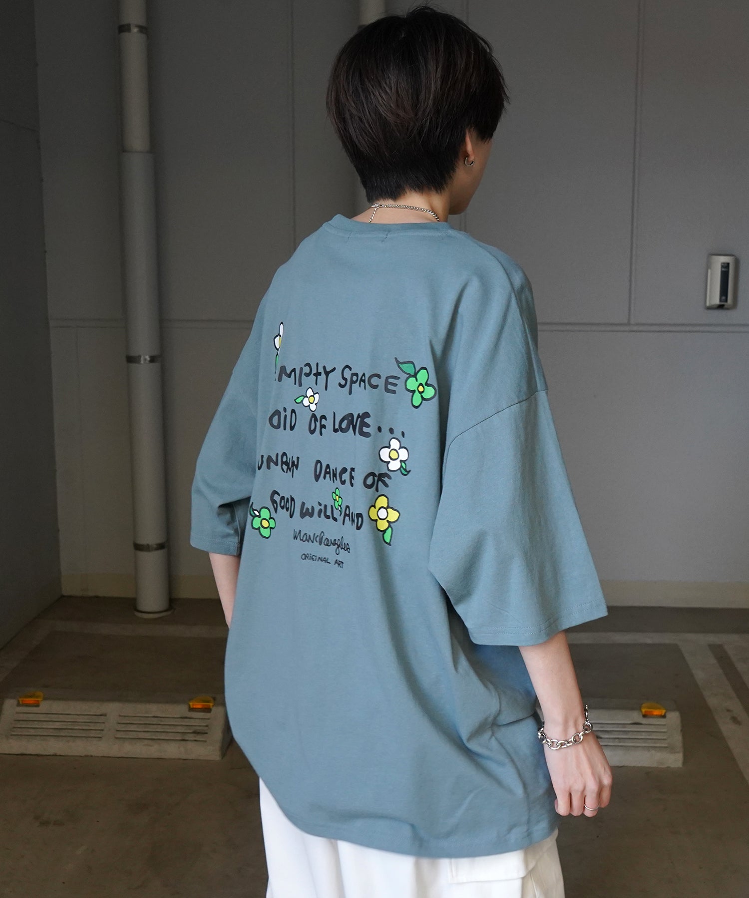 【MARK GONZALES ARTWORK COLLECTION / マーク ゴンザレス】フロント / バックプリント ワンポイント刺繍 モチーフ ビッグシルエットTシャツ