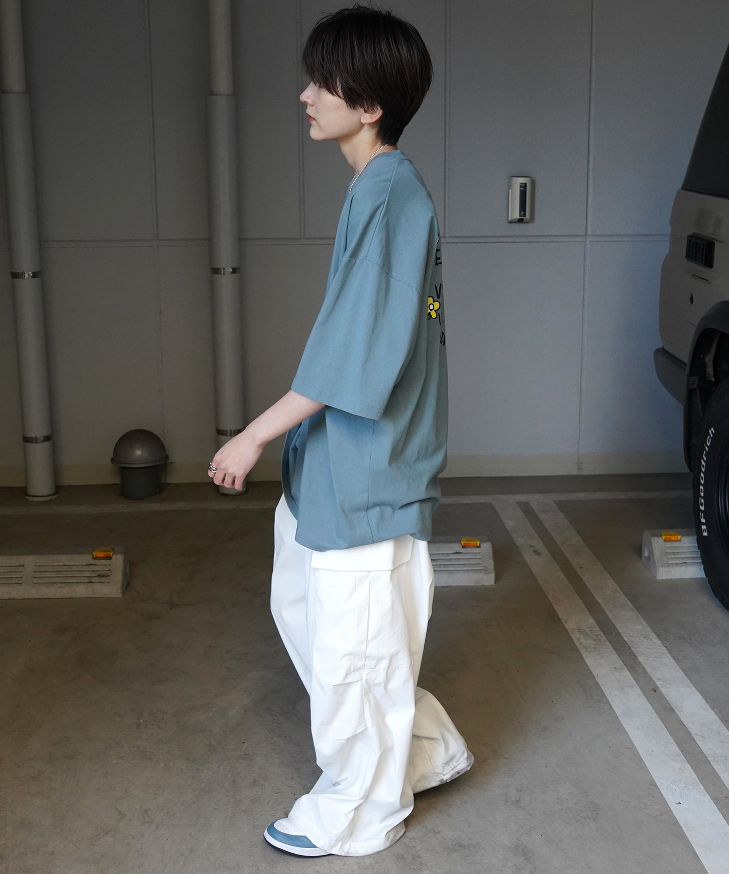 【MARK GONZALES ARTWORK COLLECTION / マーク ゴンザレス】フロント / バックプリント ワンポイント刺繍 モチーフ ビッグシルエットTシャツ