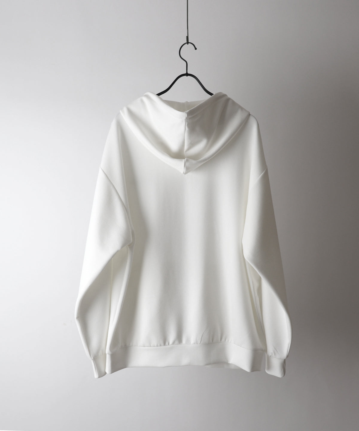 ワンポイント刺繍 ビッグシルエット ドレープトロミ ポンチフルジップパーカー フーディー