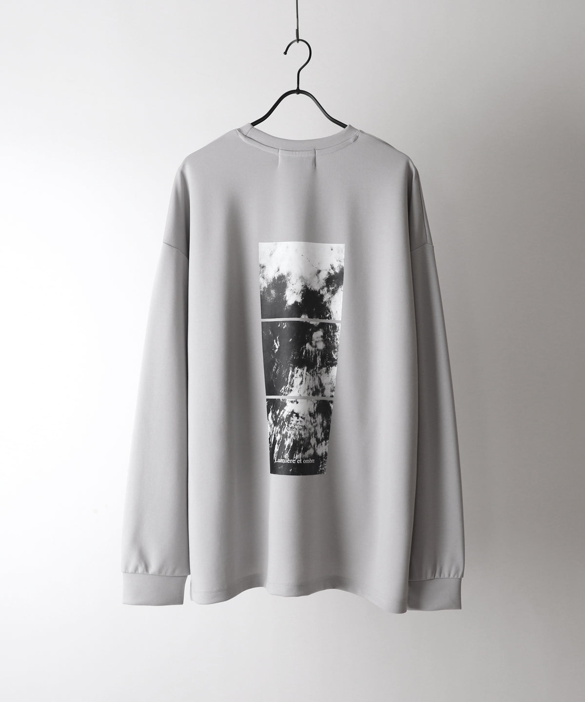 ドレープトロミ オーバーサイズ ワンポイント バックプリント ビッグシルエット ダンボールニット プルオーバースウェット