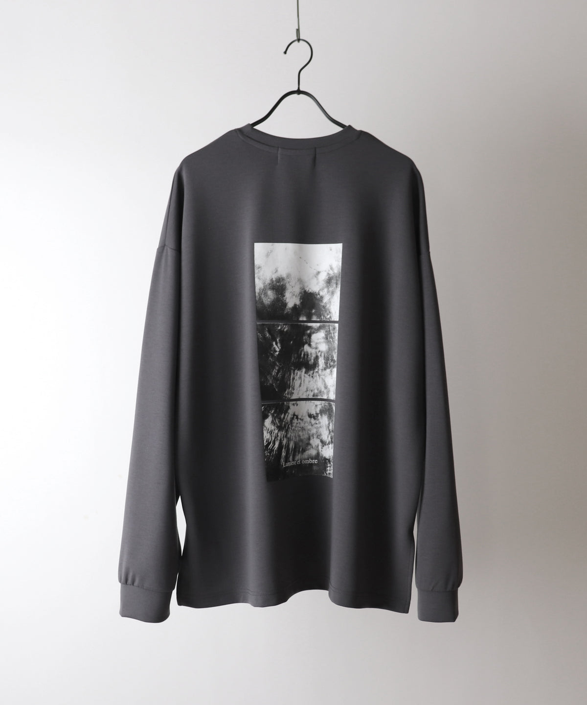 ドレープトロミ オーバーサイズ ワンポイント バックプリント ビッグシルエット ダンボールニット プルオーバースウェット