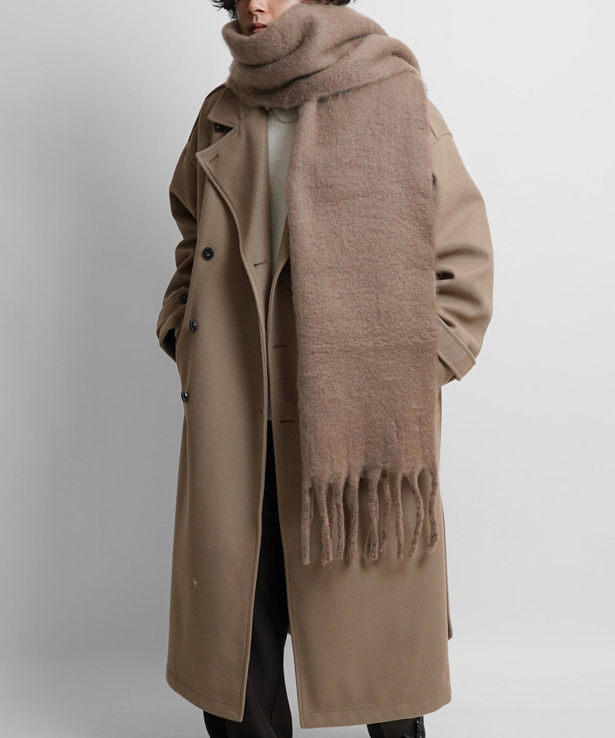 【新色追加】ベーシック ボリュームフリンジ大判マフラー