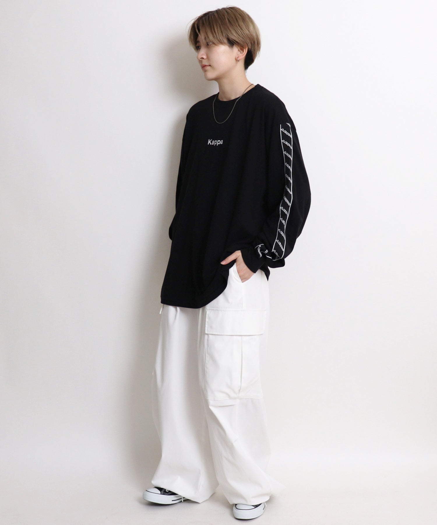 【Kappa/カッパ】別注 袖テープ 刺繍ロゴ ビッグシルエットロンT