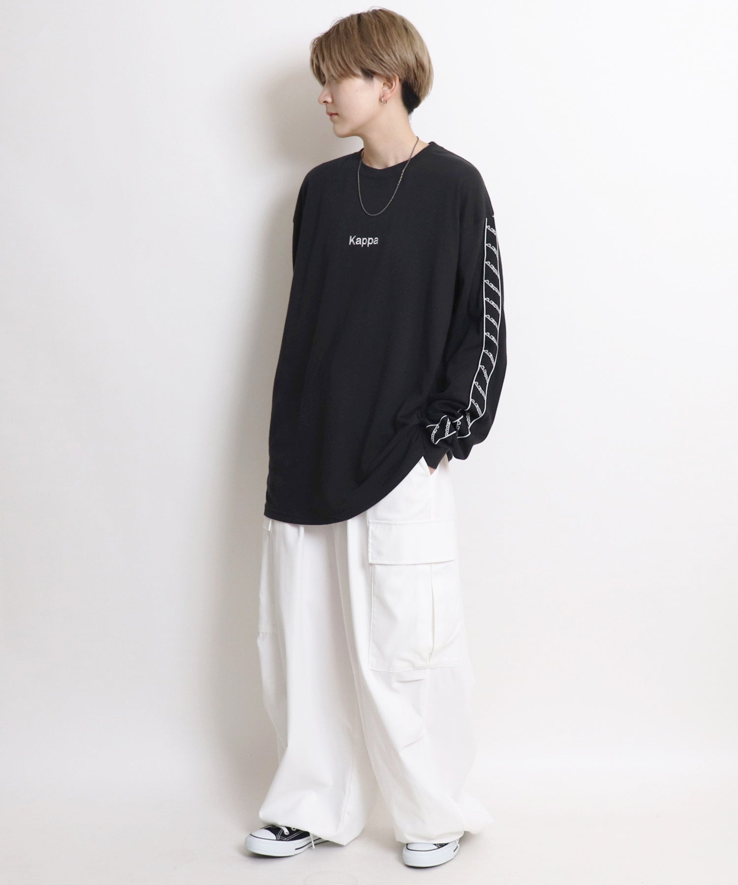 【Kappa/カッパ】別注 袖テープ 刺繍ロゴ ビッグシルエットロンT