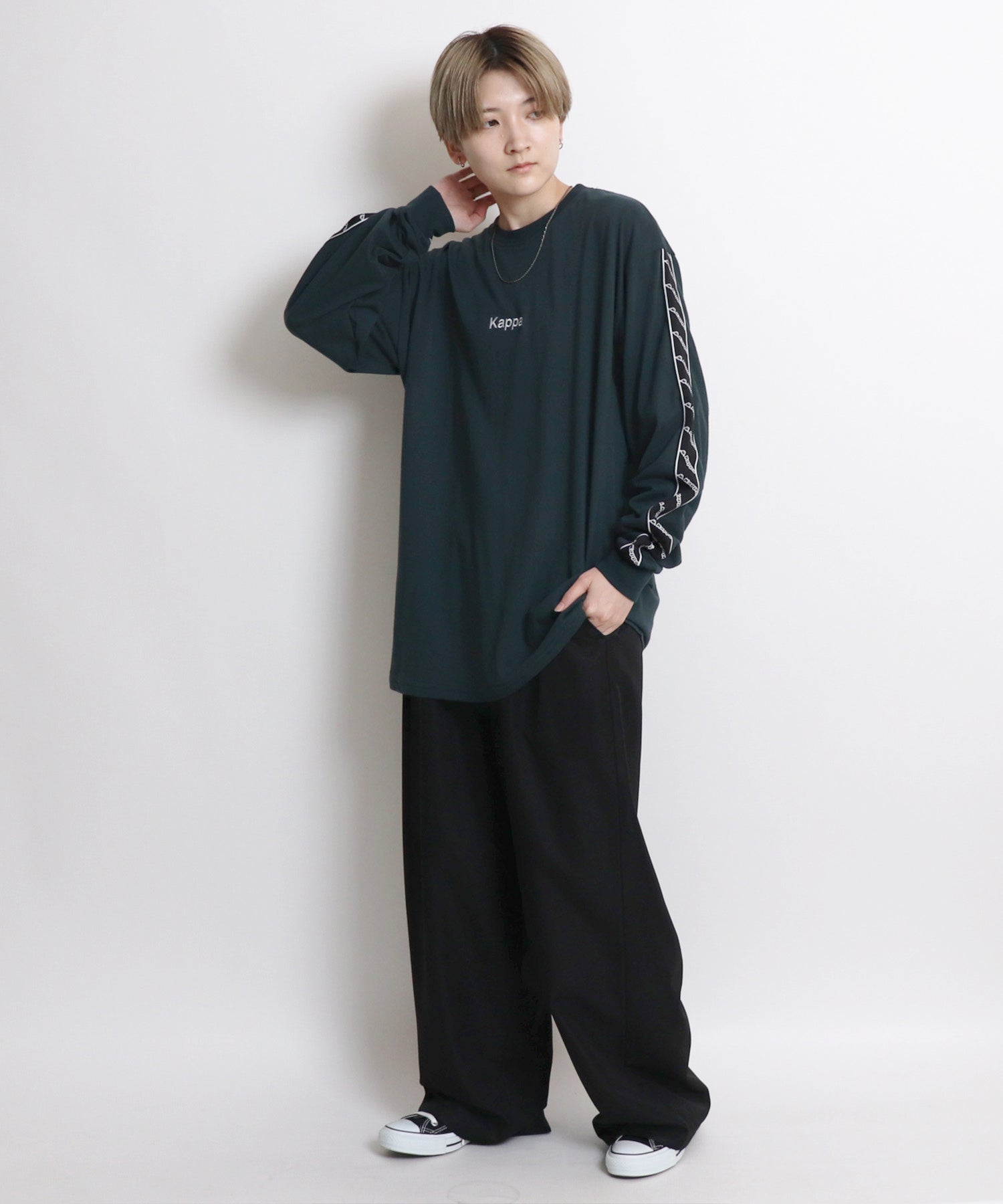 【Kappa/カッパ】別注 袖テープ 刺繍ロゴ ビッグシルエットロンT