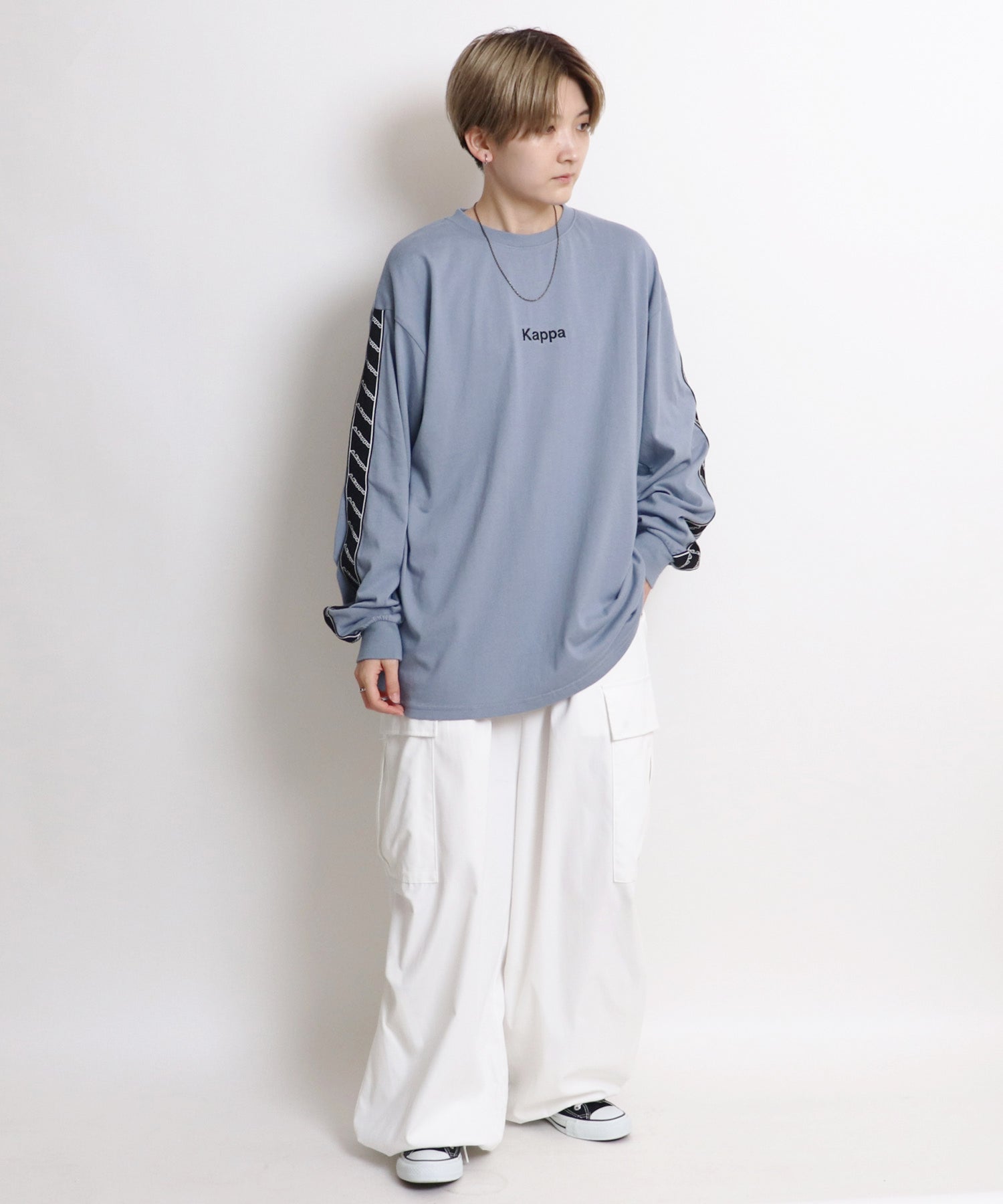 【Kappa/カッパ】別注 袖テープ 刺繍ロゴ ビッグシルエットロンT