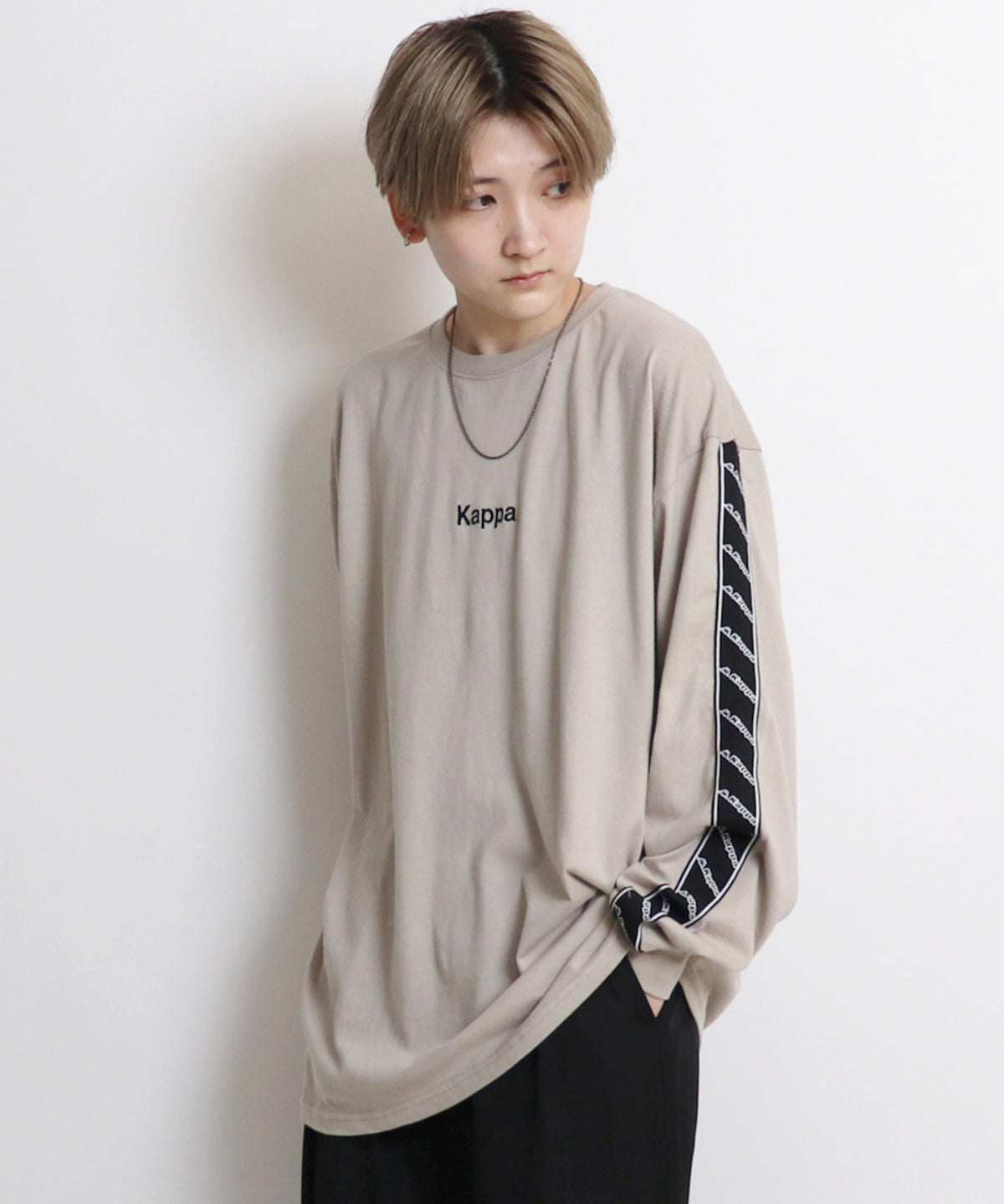 【Kappa/カッパ】別注 袖テープ 刺繍ロゴ ビッグシルエットロンT