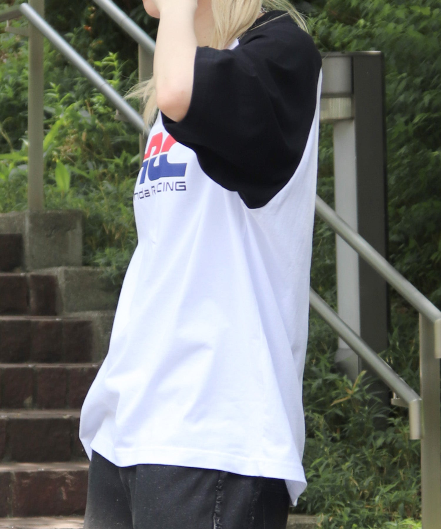 25SS【HONDA / ホンダ】フロントプリント ボックスシルエット ラグラン半袖Tシャツ