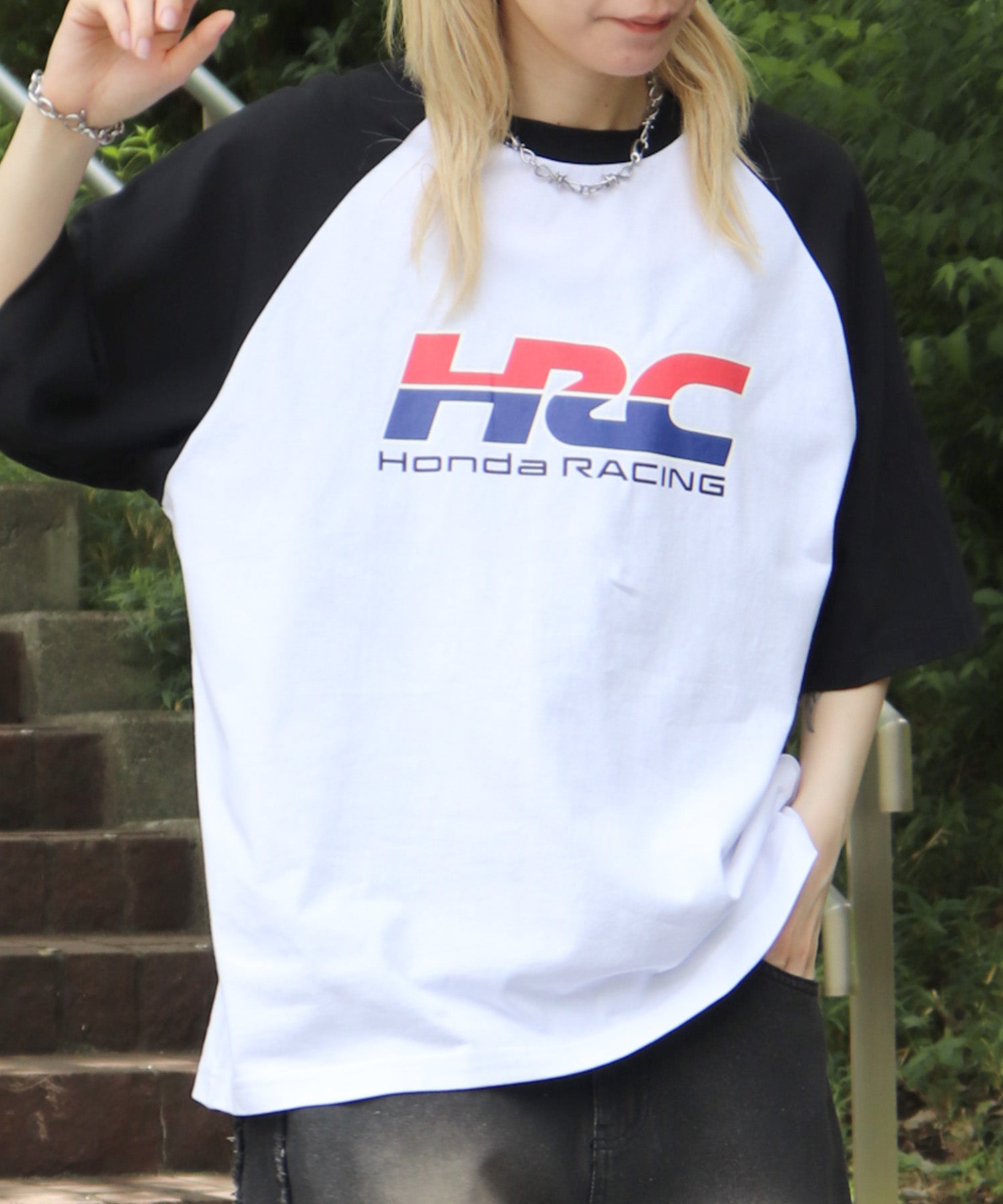 25SS【HONDA / ホンダ】フロントプリント ボックスシルエット ラグラン半袖Tシャツ