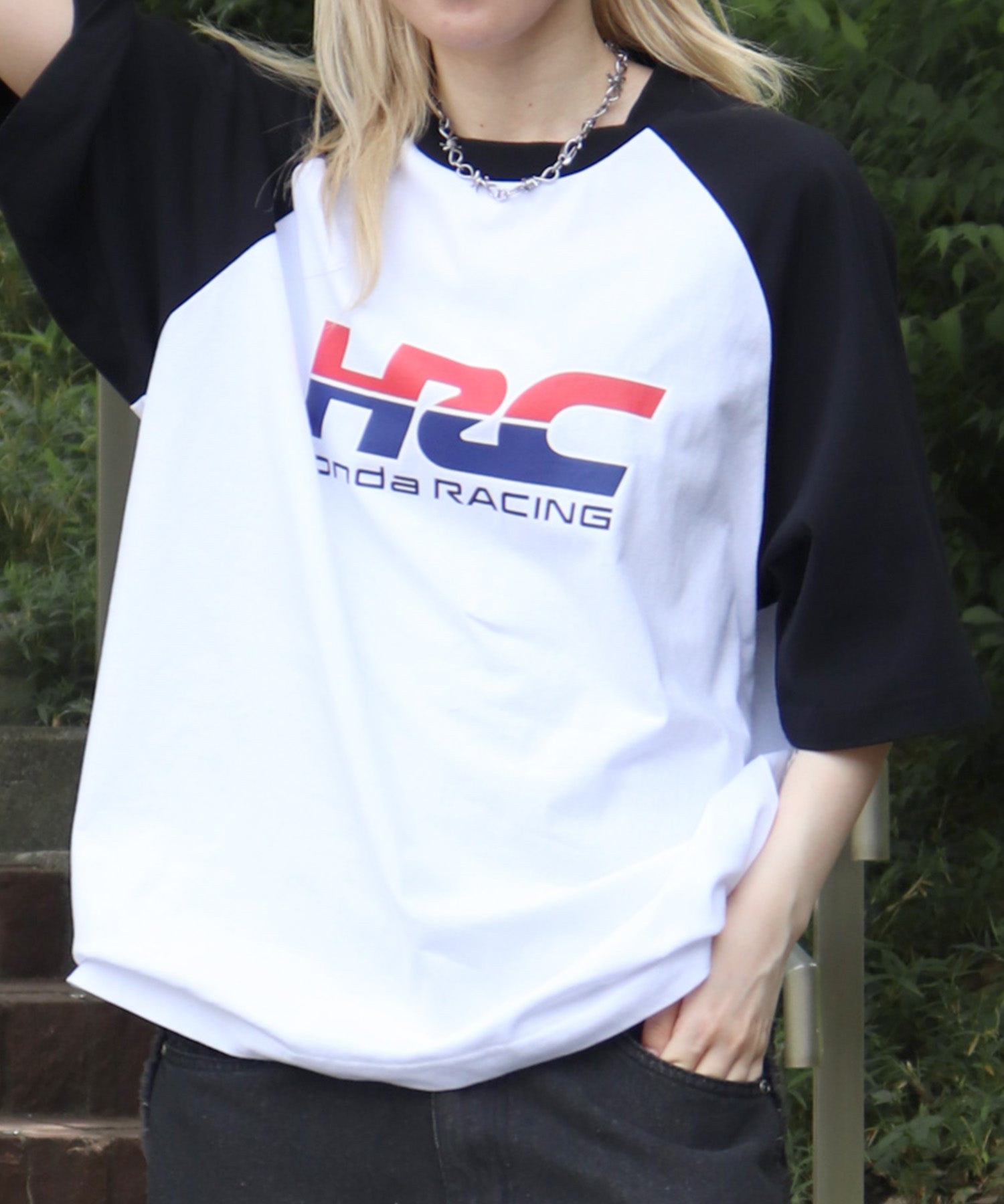 25SS【HONDA / ホンダ】フロントプリント ボックスシルエット ラグラン半袖Tシャツ
