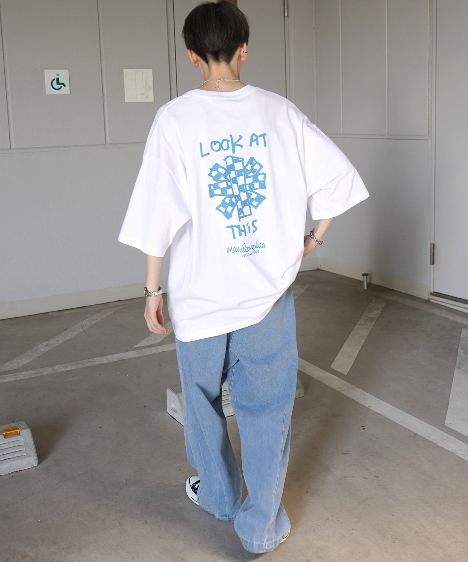 【MARK GONZALES ARTWORK COLLECTION / マーク ゴンザレス】フロント / バックプリント ワンポイント刺繍 モチーフ ビッグシルエットTシャツ