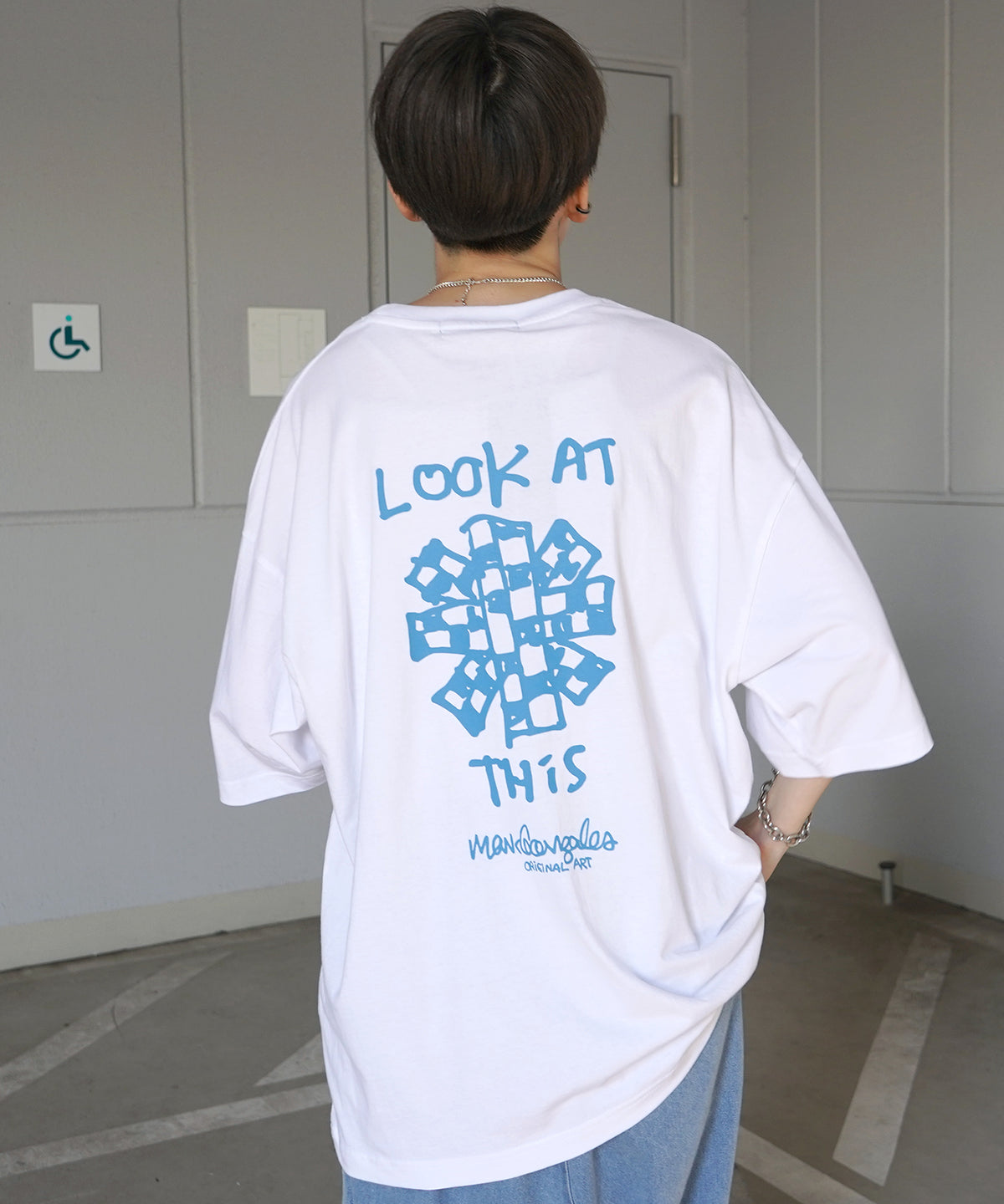 【MARK GONZALES ARTWORK COLLECTION / マーク ゴンザレス】フロント / バックプリント ワンポイント刺繍 モチーフ ビッグシルエットTシャツ