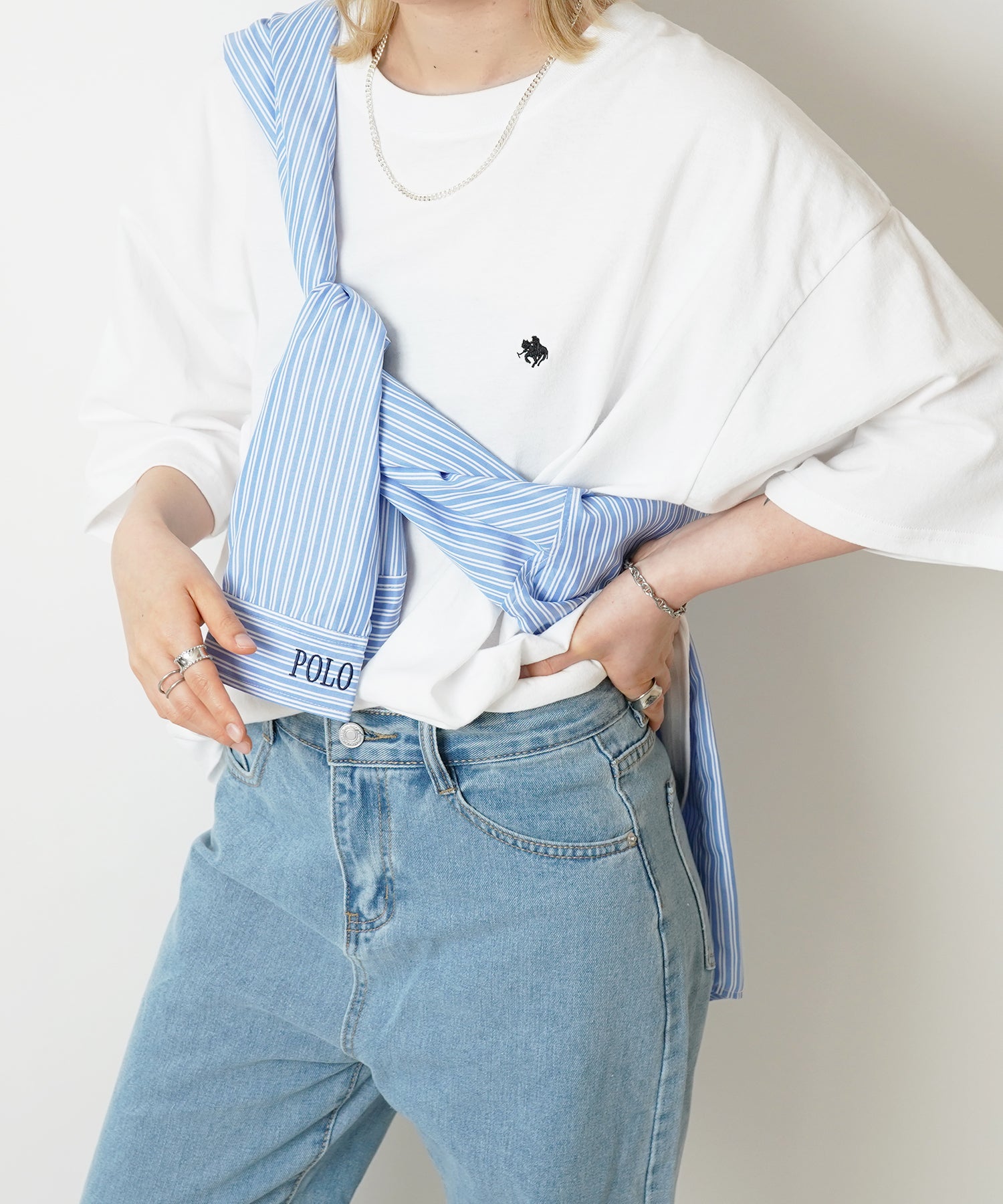 【POLO BCS】別注 ワンポイント刺繍 ベーシック  ビッグシルエット半袖Tシャツ