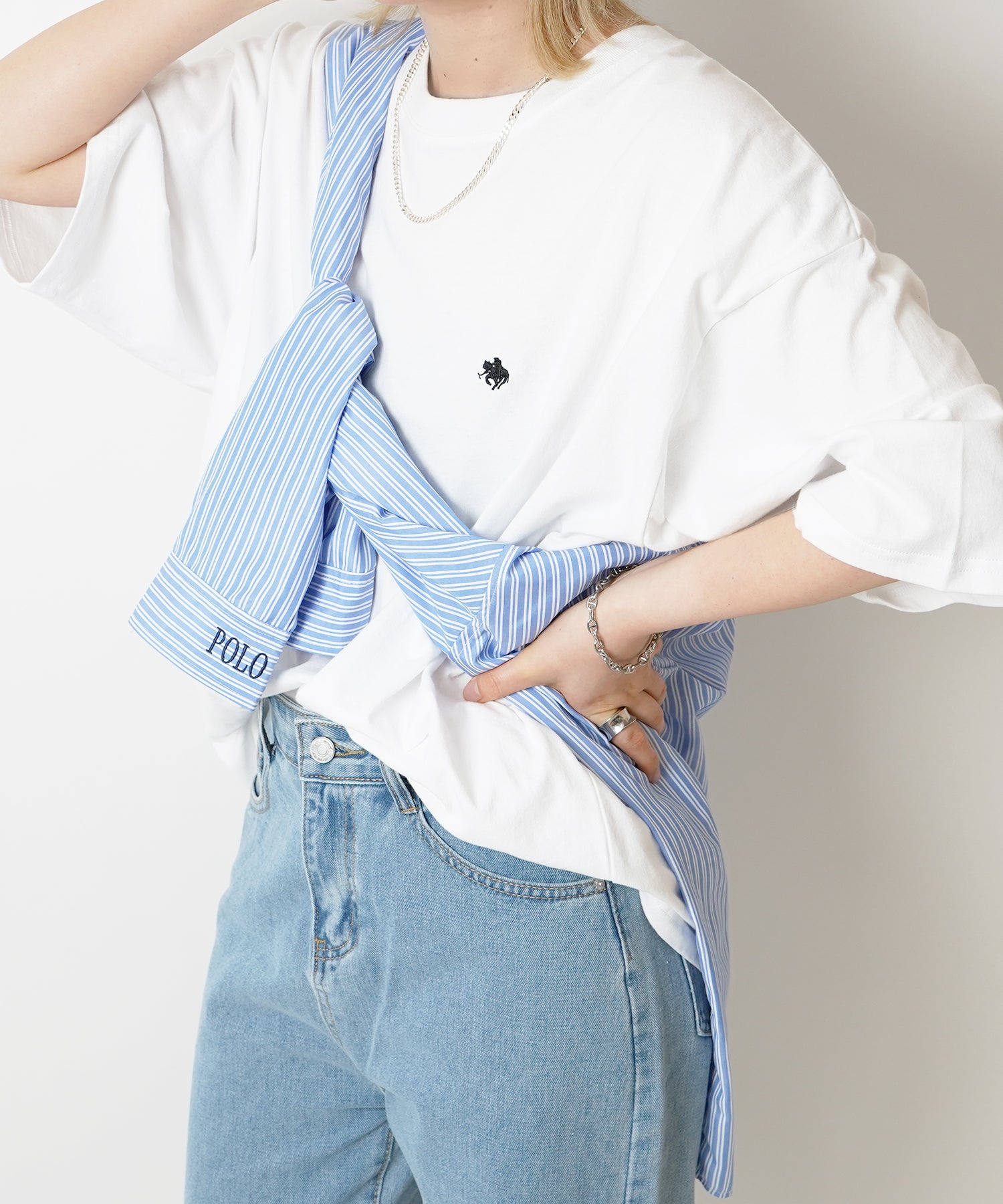 【POLO BCS】別注 ワンポイント刺繍 ベーシック  ビッグシルエット半袖Tシャツ